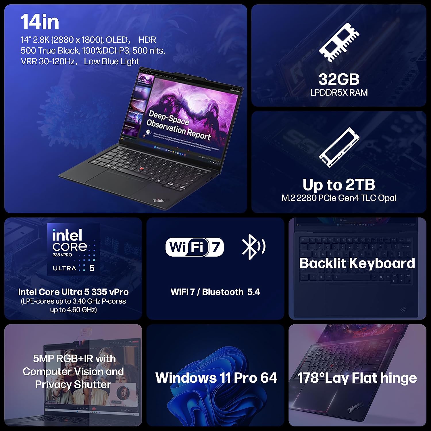 LAPTOP LENOVO THINKPAD X1 CARBON GEN 14 AURA EDITION CORE ULTRA 5 335 VPRO 32GB 1TB - 2
