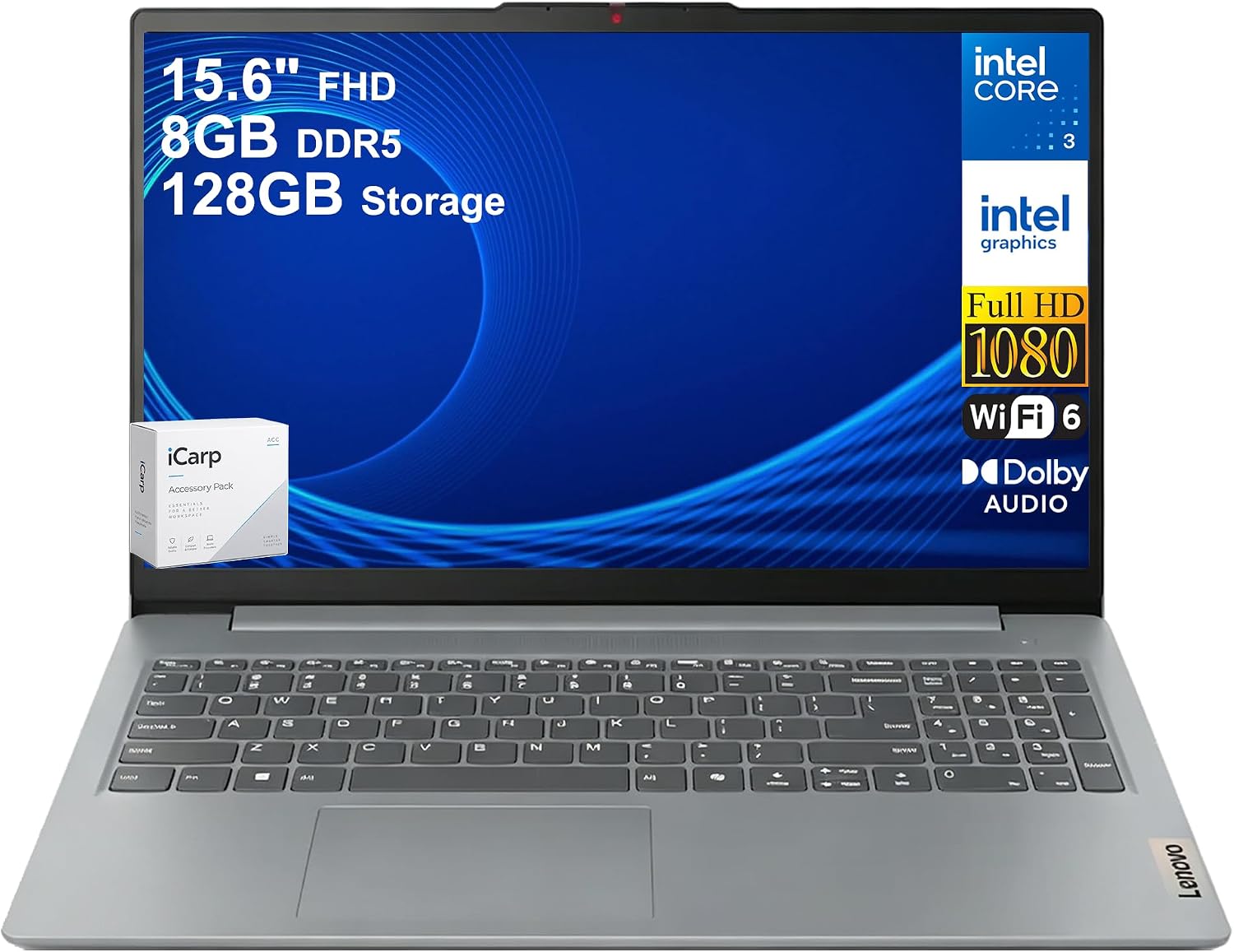 LAPTOP LENOVO IDEAPAD SLIM 3I 15.6' FHD CORE I3 N355 8GB DDR5 128GB SSD GRIS - 1