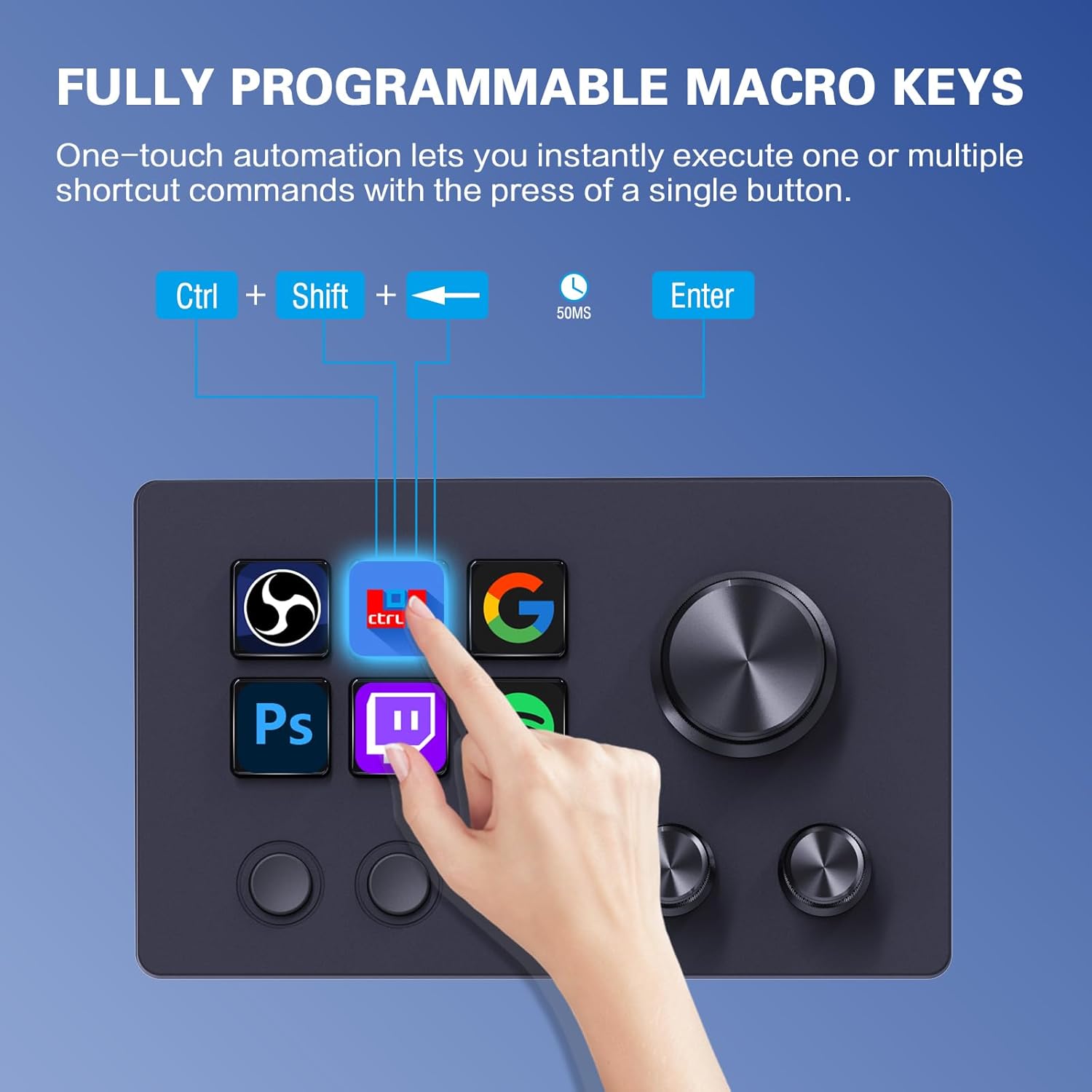 TECLADO MACRO STREAM CONTROLLER DECK ACTIONRING 6 TECLAS LCD PERSONALIZABLES - 3