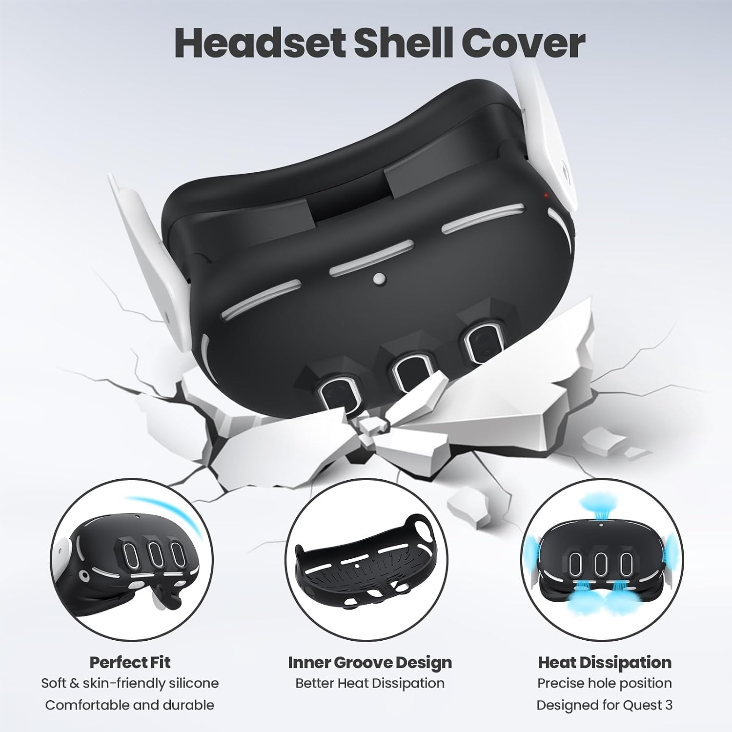 SET DE ACCESORIOS SILICONA PARA META/OCULUS QUEST 3 KANG YU NEGRO - 2