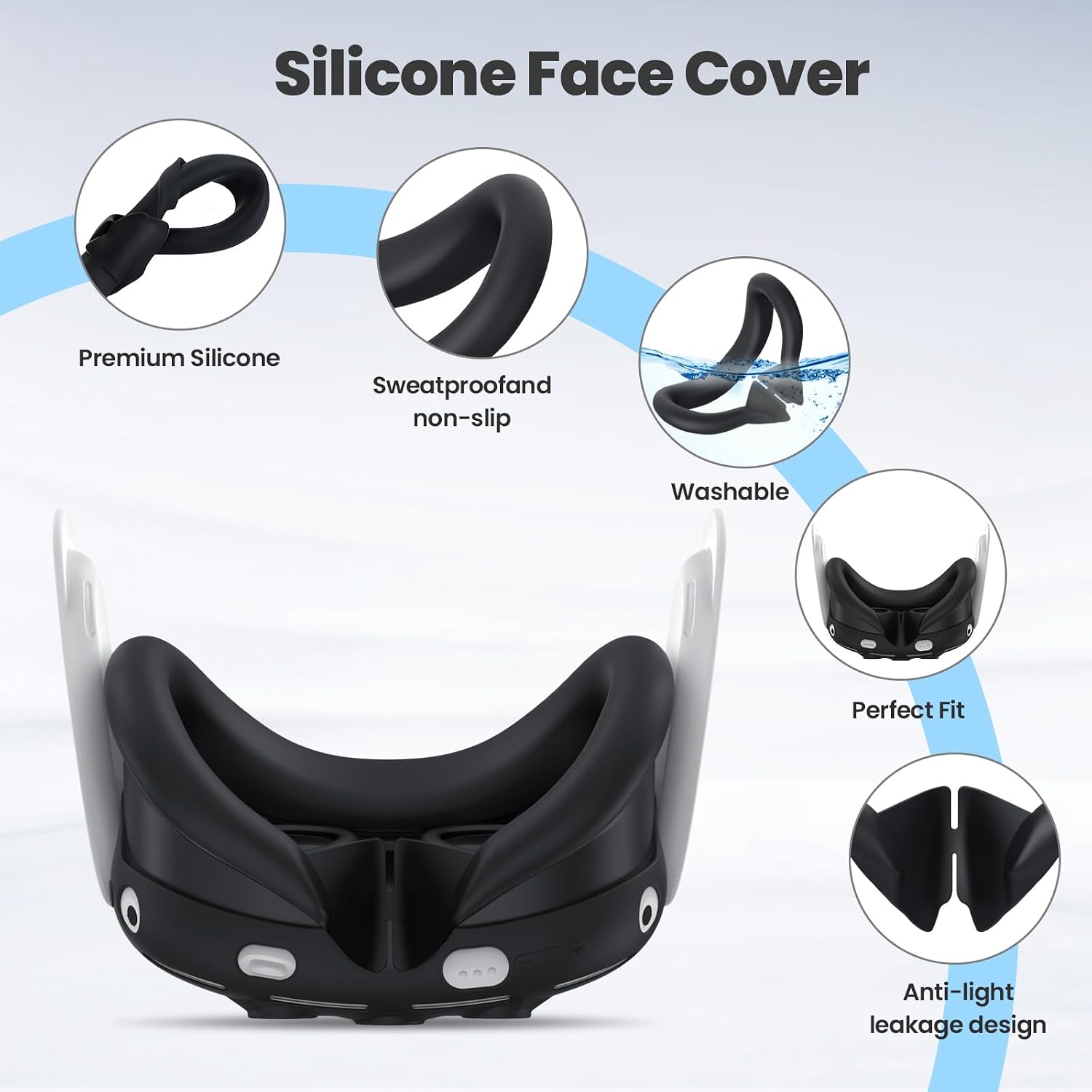 SET DE ACCESORIOS SILICONA PARA META/OCULUS QUEST 3 KANG YU NEGRO - 3