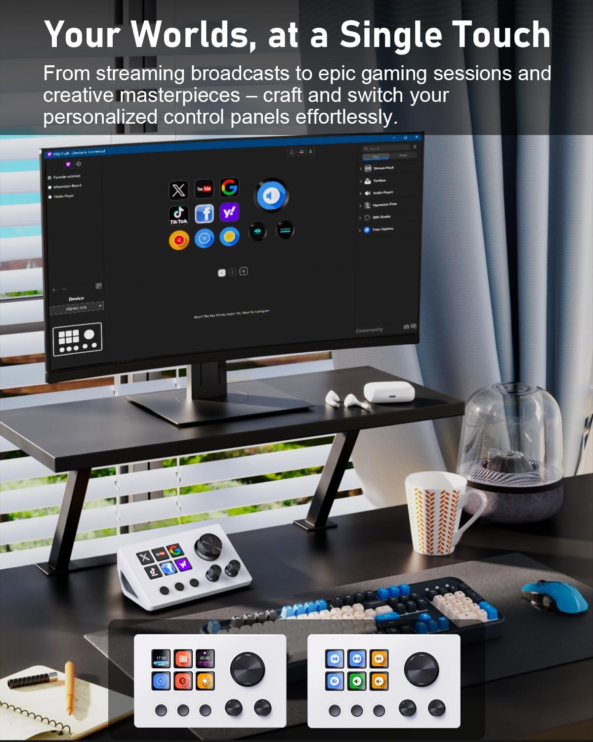 CONTROLADOR DE STREAMING TREASLIN VSDINSIDE N3 BLANCO CON 12 TECLAS MACRO PERSONALIZABLES - 5
