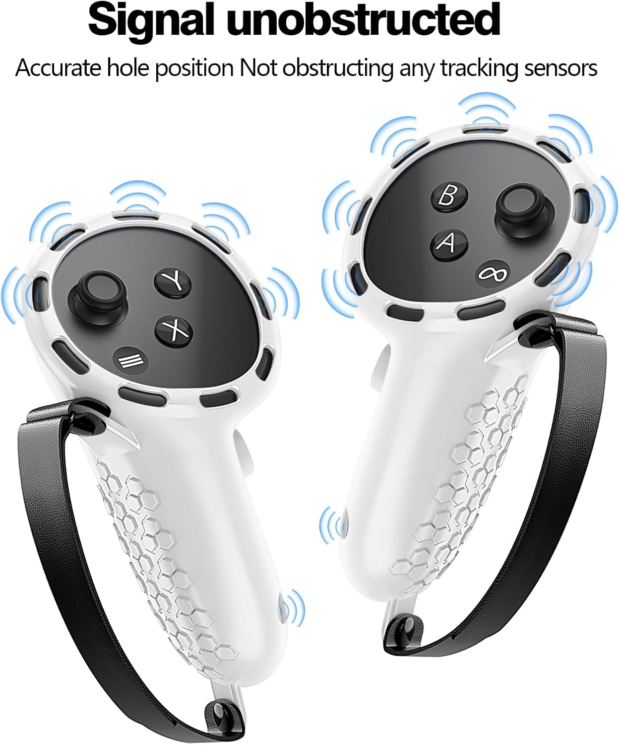 GRIP PARA CONTROLES META QUEST 3S Y 3 AMZDM SILICONA BLANCO - 3