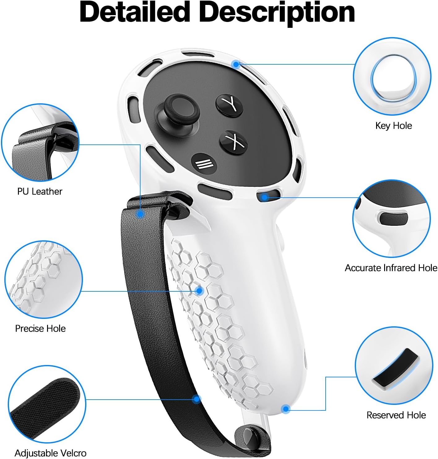GRIP PARA CONTROLES META QUEST 3S Y 3 AMZDM SILICONA BLANCO - 5