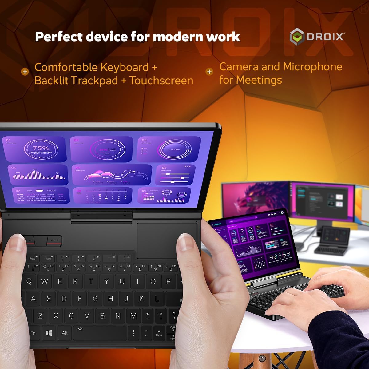 MINI LAPTOP GPD POCKET 4 AMD RYZEN 7 8840U 16GB RAM 4TB SSD 8.8' 2.5K 144HZ - 5