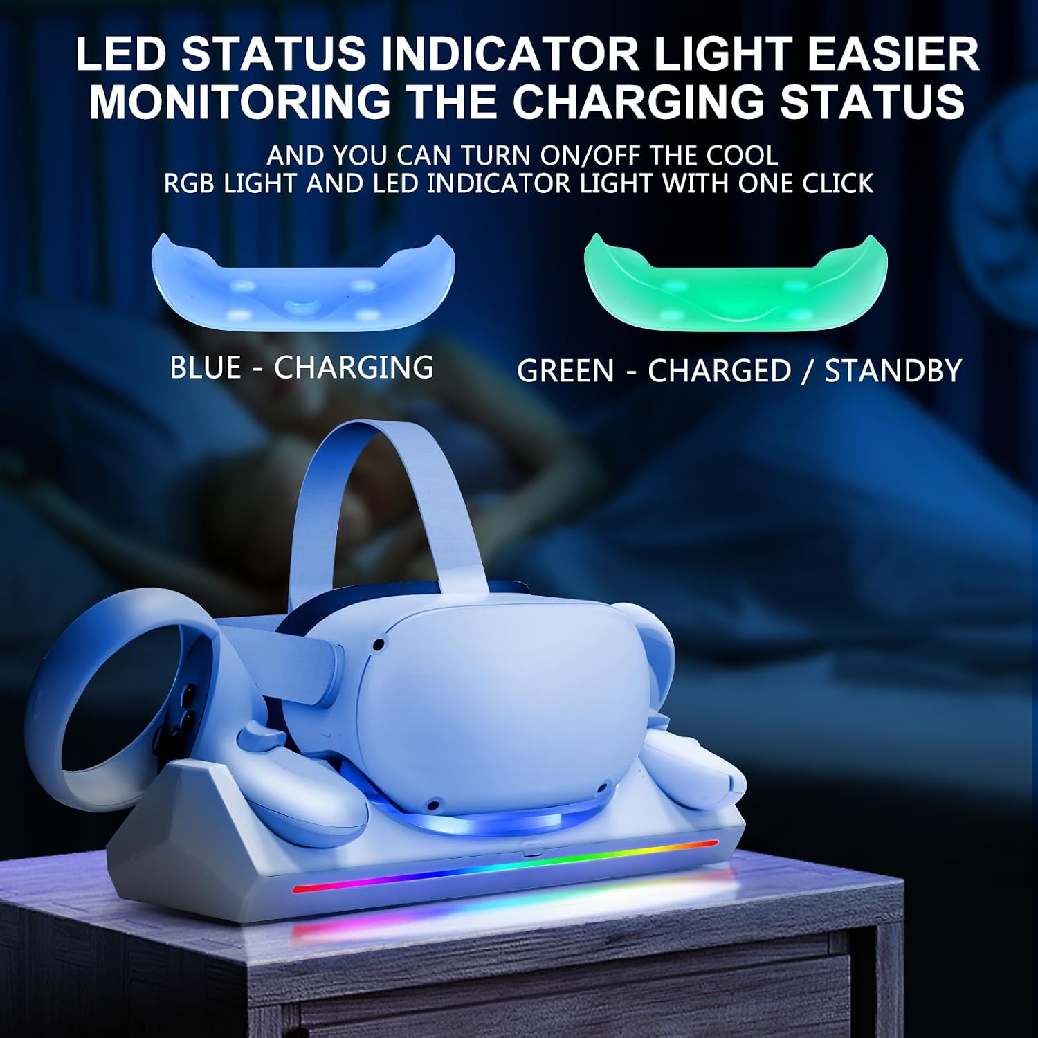 BASE DE CARGA HURRA PARA META QUEST 2 CON INDICADOR LED - 5