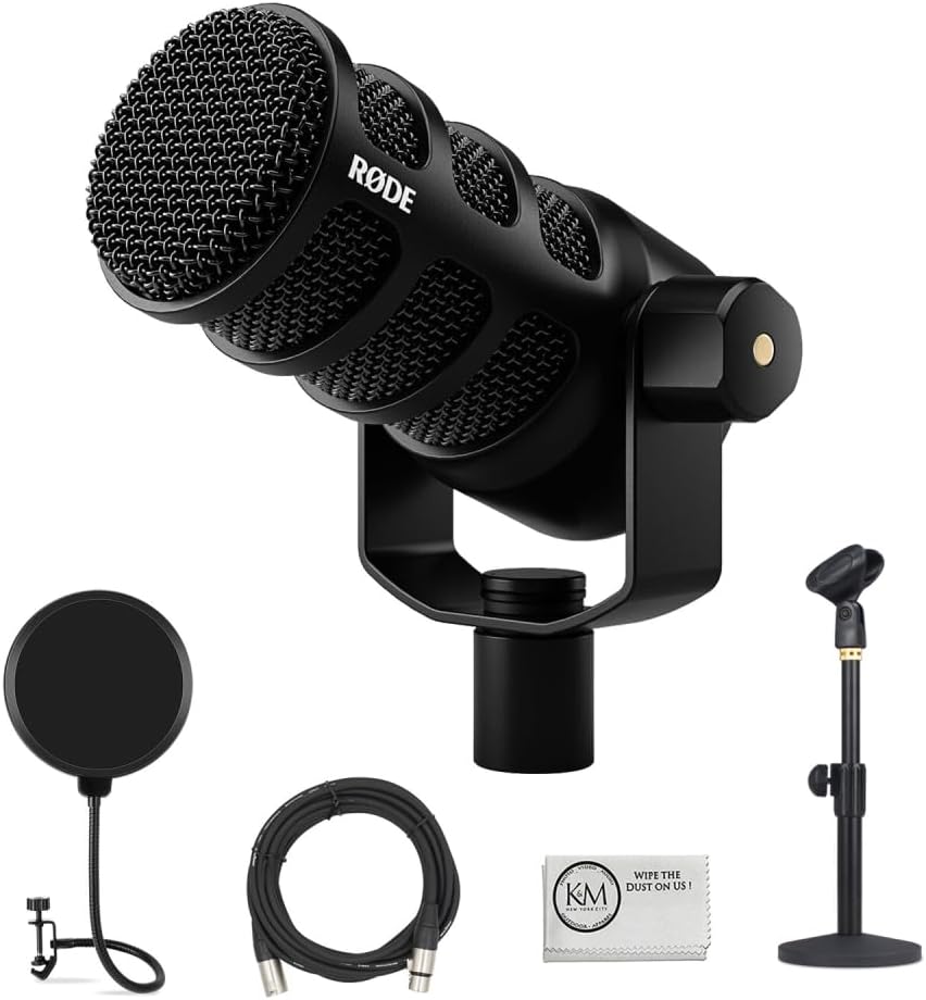 MICRÓFONO DINÁMICO RODE PODMIC USB Y XLR CON FILTRO ANTIPOP Y SOPORTE DE ESCRITORIO NEGRO - 1