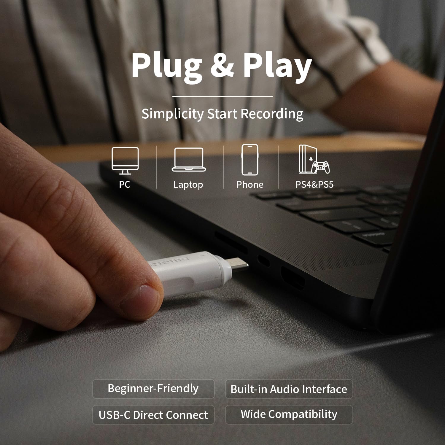 MICRÓFONO INALÁMBRICO DE ESCRITORIO AMARAN MIC CON REDUCCIÓN DE RUIDO AI Y CONEXIÓN USB-C - 5