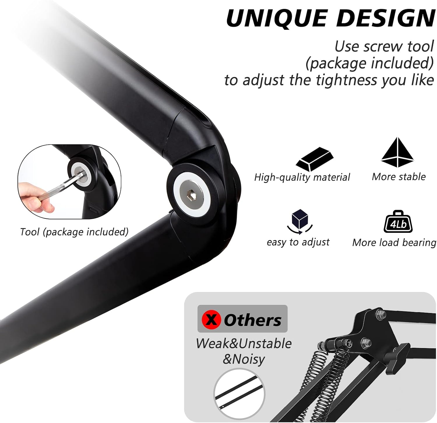 SOPORTE PARA MICRÓFONO SUNMON MIC STAND BOOM ARM COMPATIBLE CON HYPERX QUADCAST Y OTROS - 3