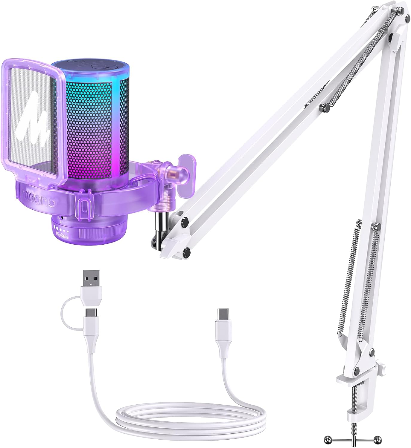 MICRÓFONO USB MAONO DGM20S CON REDUCCIÓN DE RUIDO Y LUCES RGB - 1