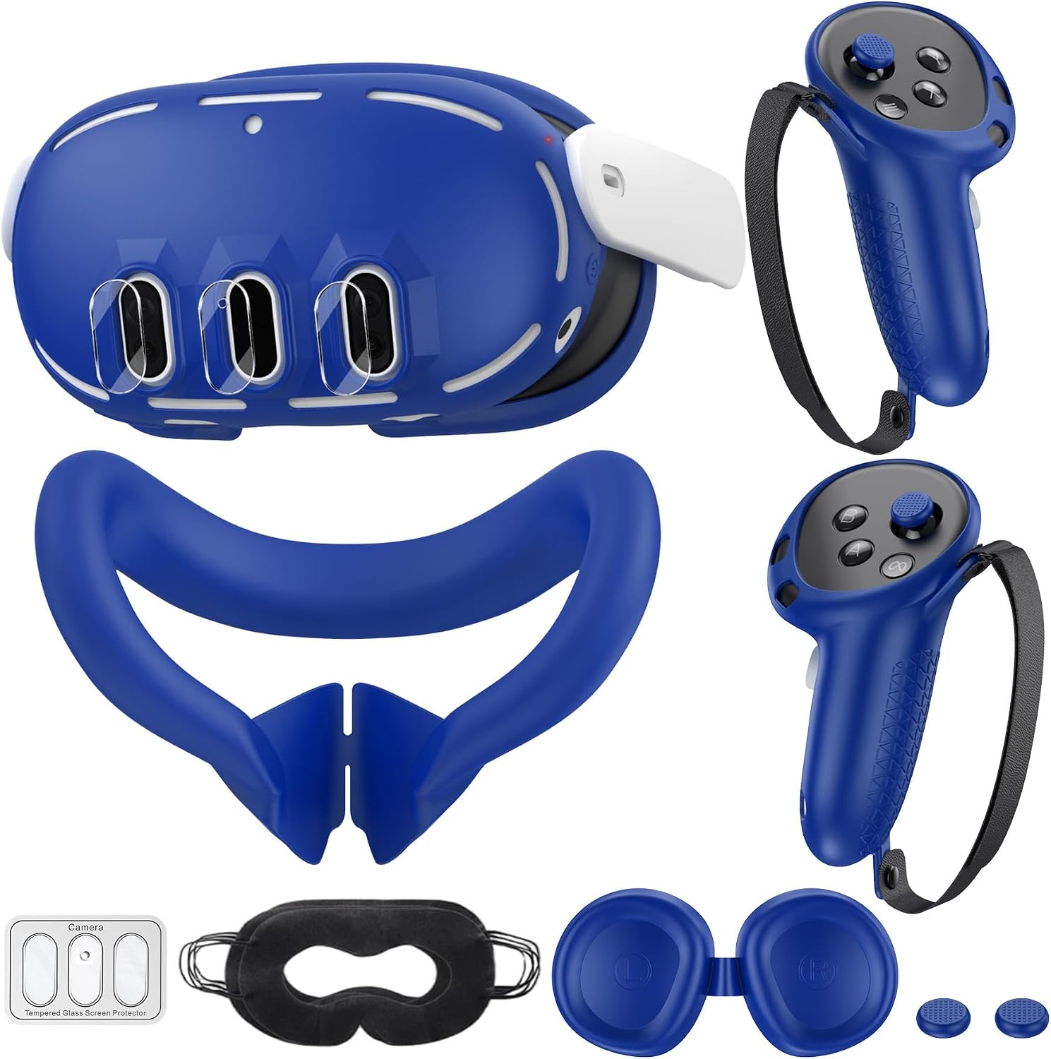 SET DE FUNDAS DE SILICONA PARA META/OCULUS QUEST 3 KANG YU AZUL - 1