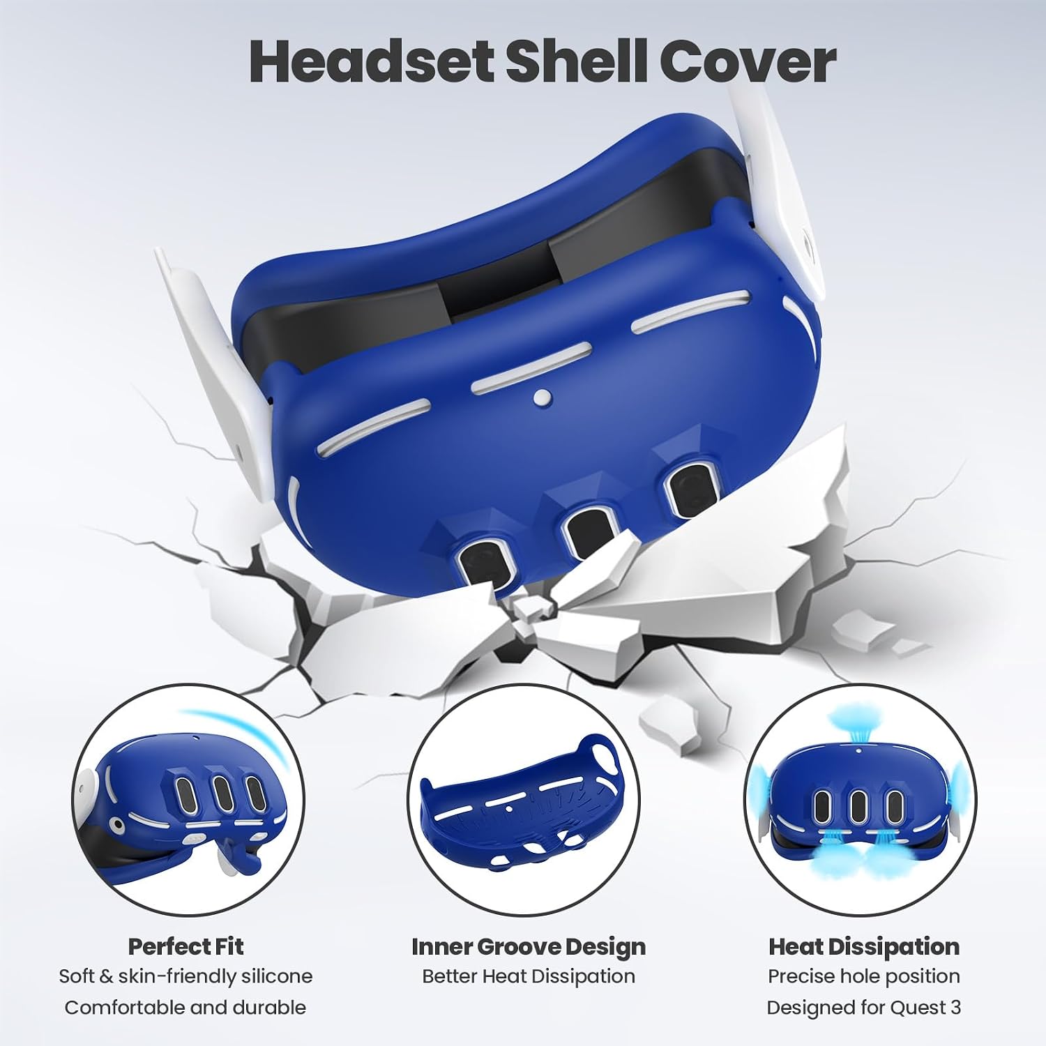 SET DE FUNDAS DE SILICONA PARA META/OCULUS QUEST 3 KANG YU AZUL - 2