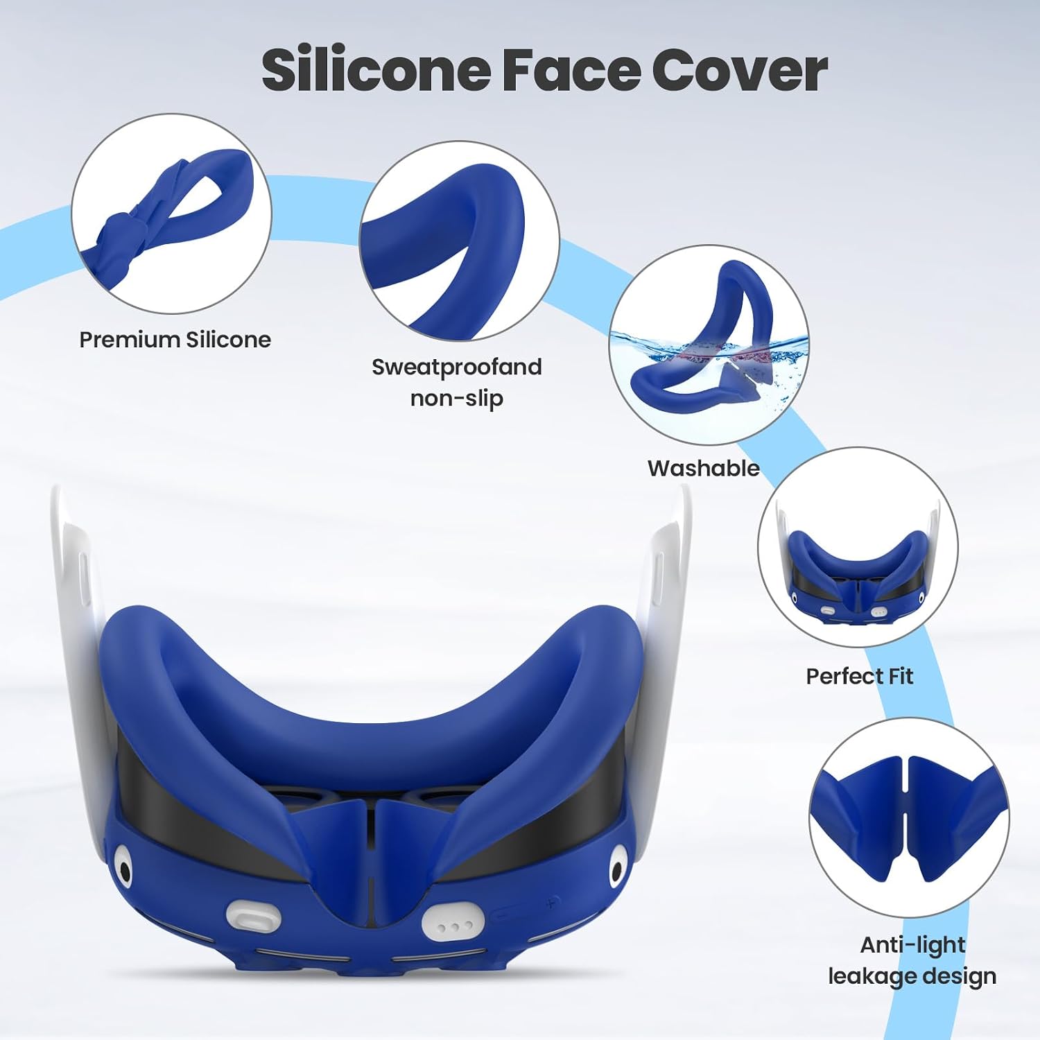 SET DE FUNDAS DE SILICONA PARA META/OCULUS QUEST 3 KANG YU AZUL - 3