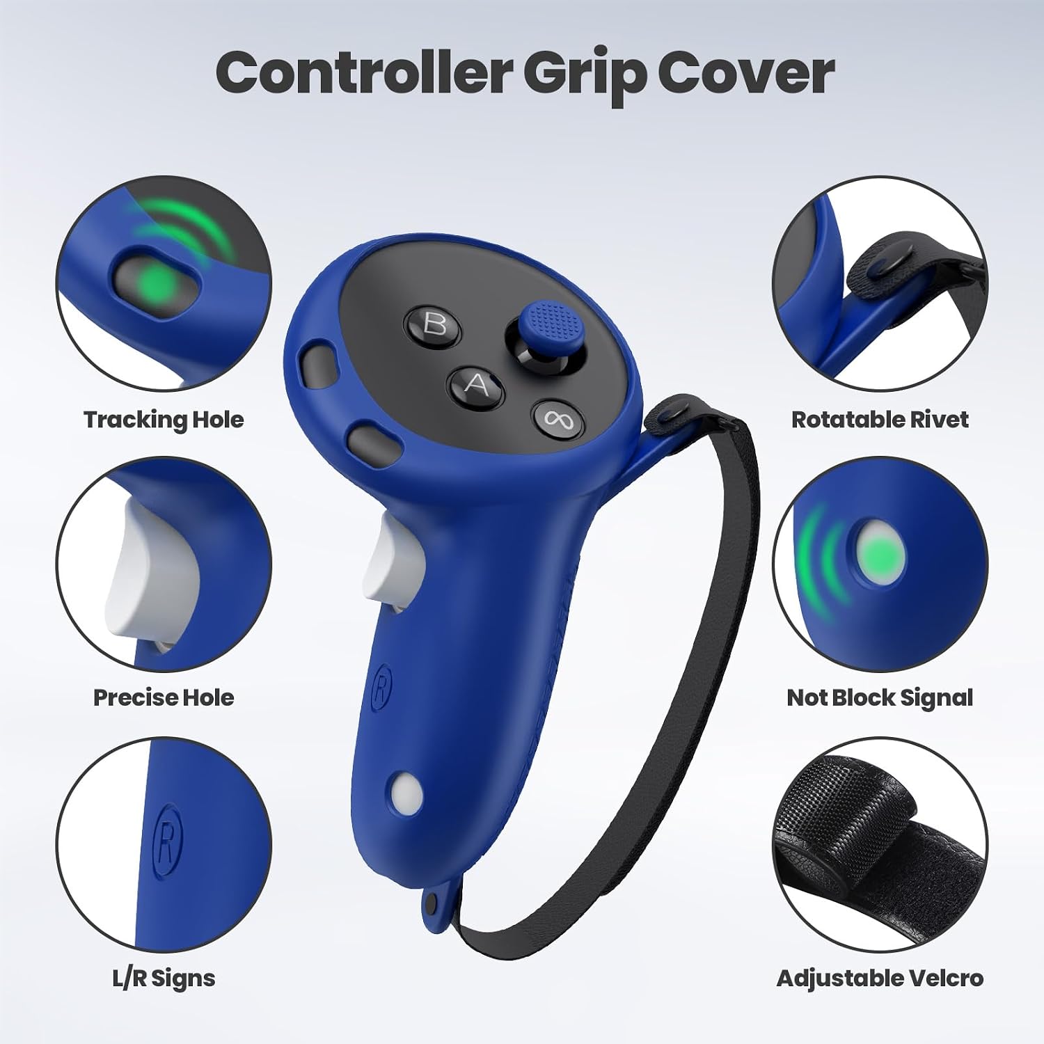 SET DE FUNDAS DE SILICONA PARA META/OCULUS QUEST 3 KANG YU AZUL - 4