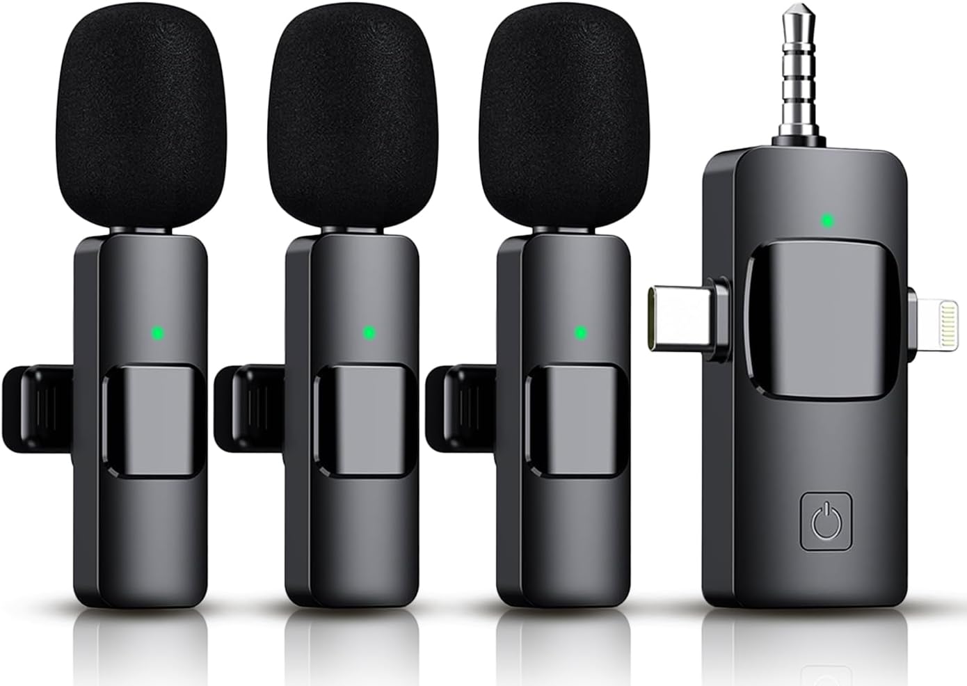 MICRÓFONO LAVALIER INALÁMBRICO AKCSWO 3 EN 1 PARA IPHONE, ANDROID Y CÁMARA - 1