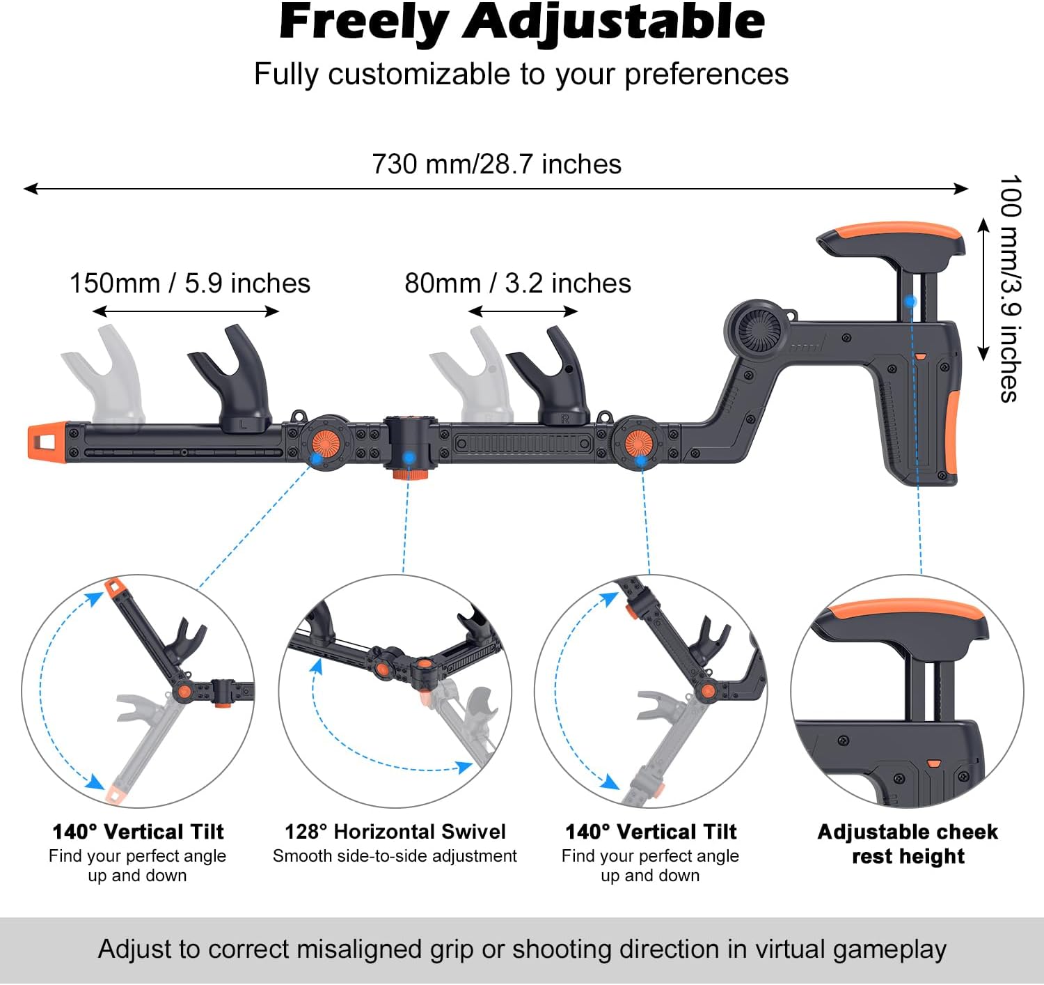 ACCESORIO VR GUNSTOCK RECHALE COMPATIBLE CON META QUEST 2/3/3S/PRO NEGRO - 3