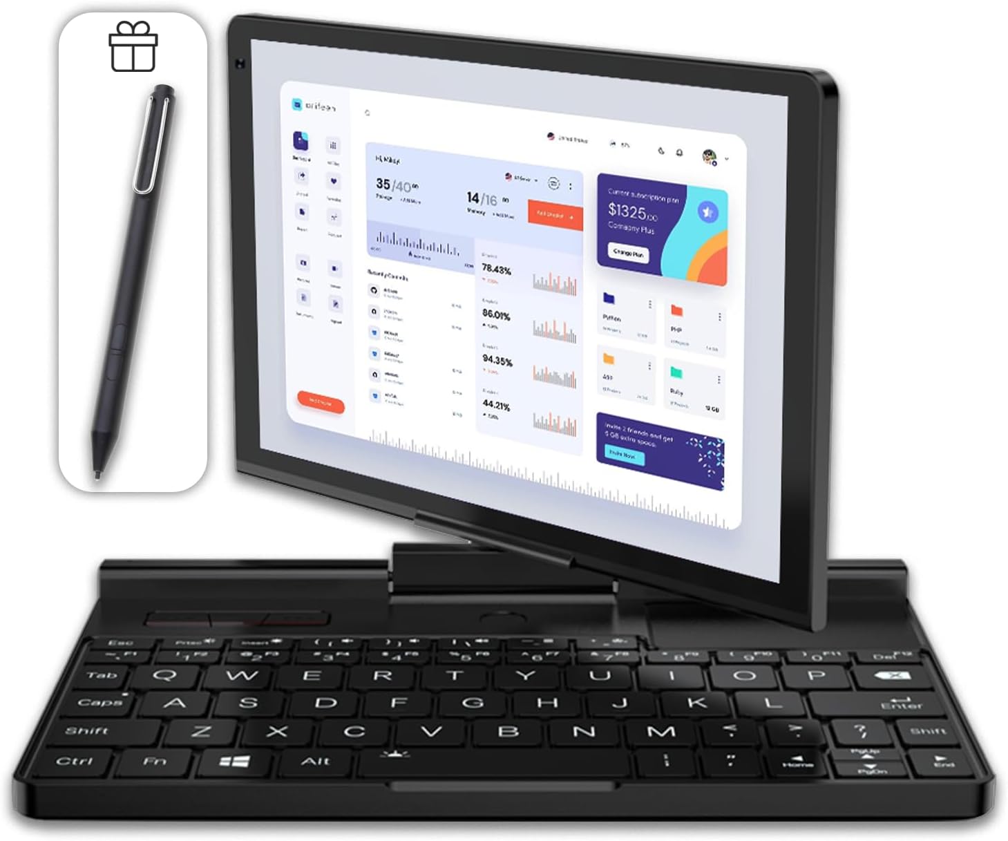 MINI LAPTOP GPD POCKET 3 GOLD INTEL 7505 16GB RAM 2TB SSD 8' TÁCTIL WINDOWS 11 - 1