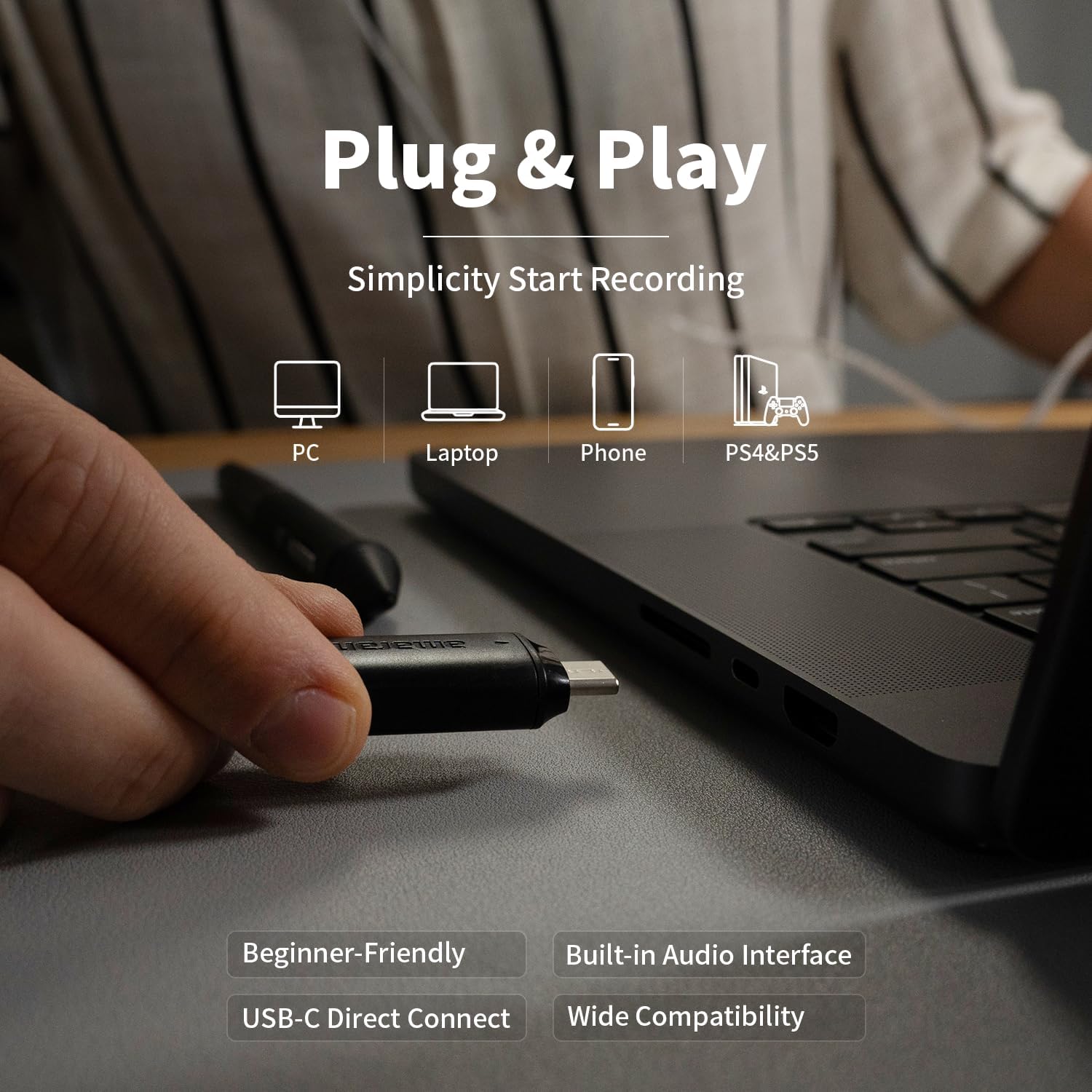 MICRÓFONO INALÁMBRICO DE ESCRITORIO AMARAN MIC CON REDUCCIÓN DE RUIDO AI Y CONEXIÓN USB-C - 4
