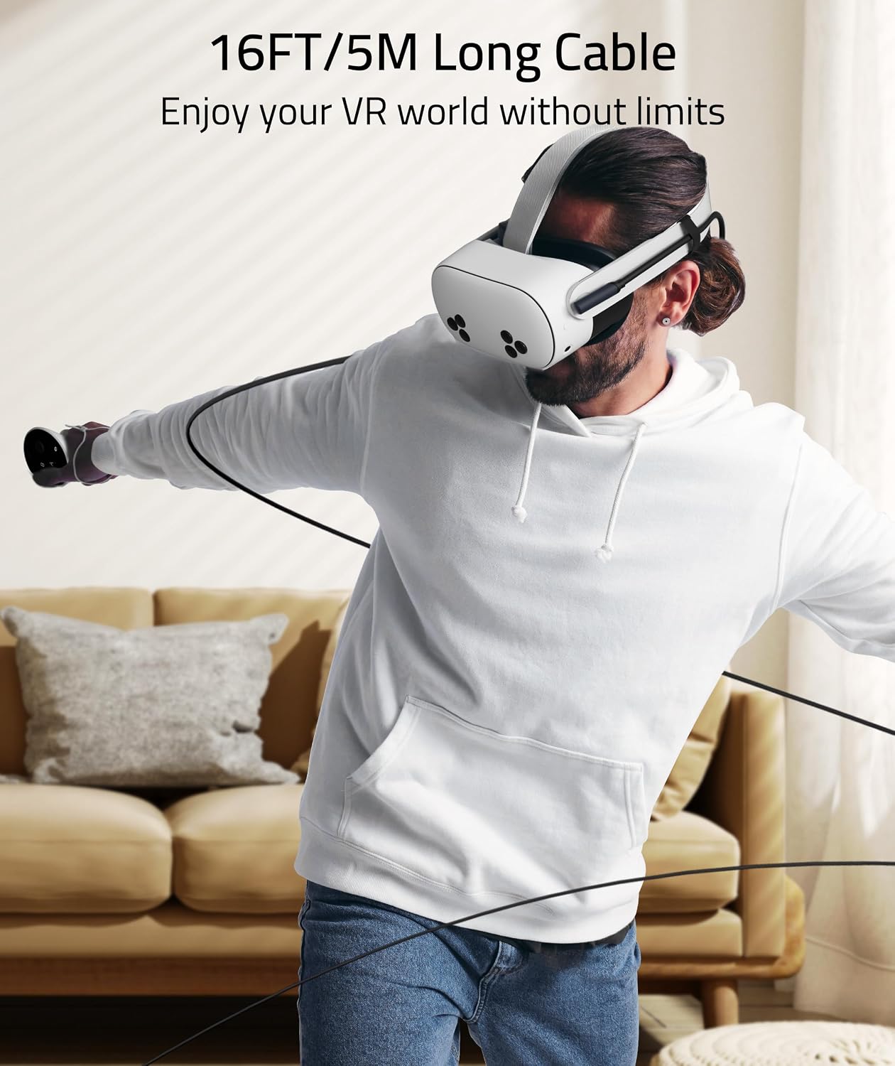 CABLE VR SYNTECH LINK 16FT PARA META QUEST 3/3S/2 USB 3.0 CON ADAPTADOR - 3