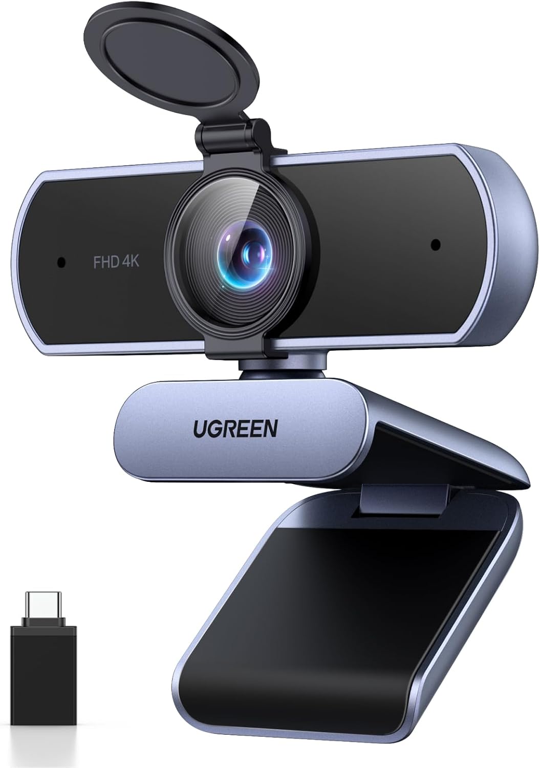 WEBCAM UGREEN 4K ULTRA HD 30FPS CON MICRÓFONOS, GRIS - 1