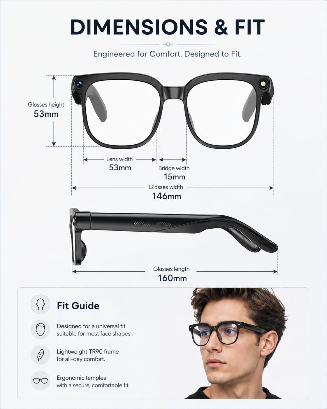 GAFAS INTELIGENTES OSAWALLA CON CÁMARA 8MP Y GRABACIÓN 1080P - 3