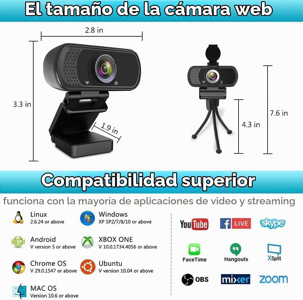 WEBCAM ZIQIAN 1080P CON MICRÓFONO USB PARA PC, LAPTOP Y MAC - 3