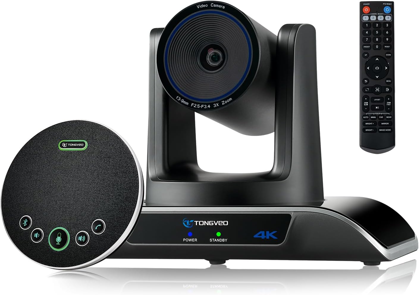 SISTEMA DE CÁMARA PARA SALA DE CONFERENCIAS TONGVEO 4K PTZ CON ZOOM ÓPTICO 3X Y ALTAVOZ BLUETOOTH INALÁMBRICO - 1