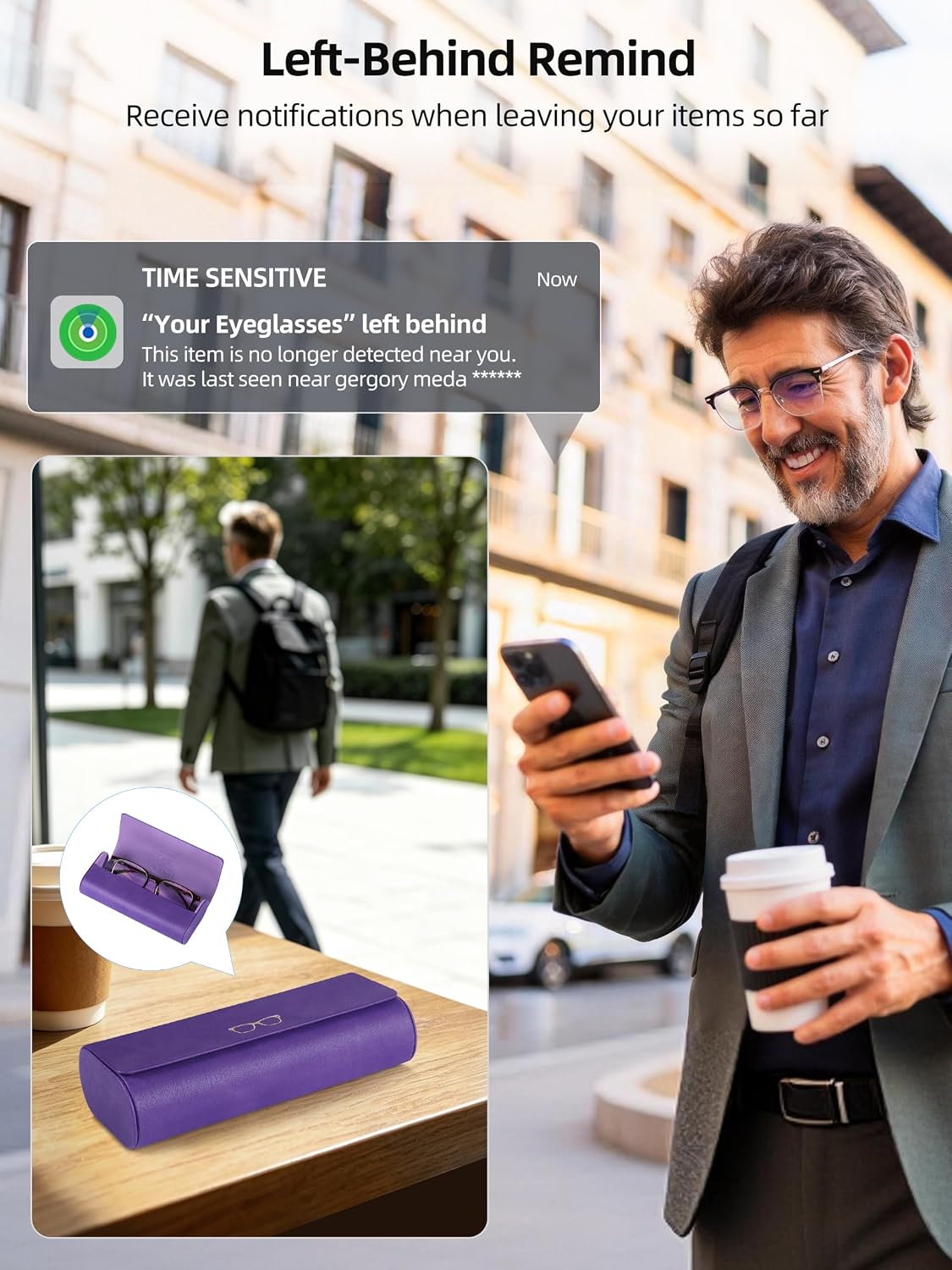 ESTUCHE PARA LENTES EXTRELIFE SMART GLASSES COMPATIBLE CON APPLE FIND MY RECARGABLE - 4