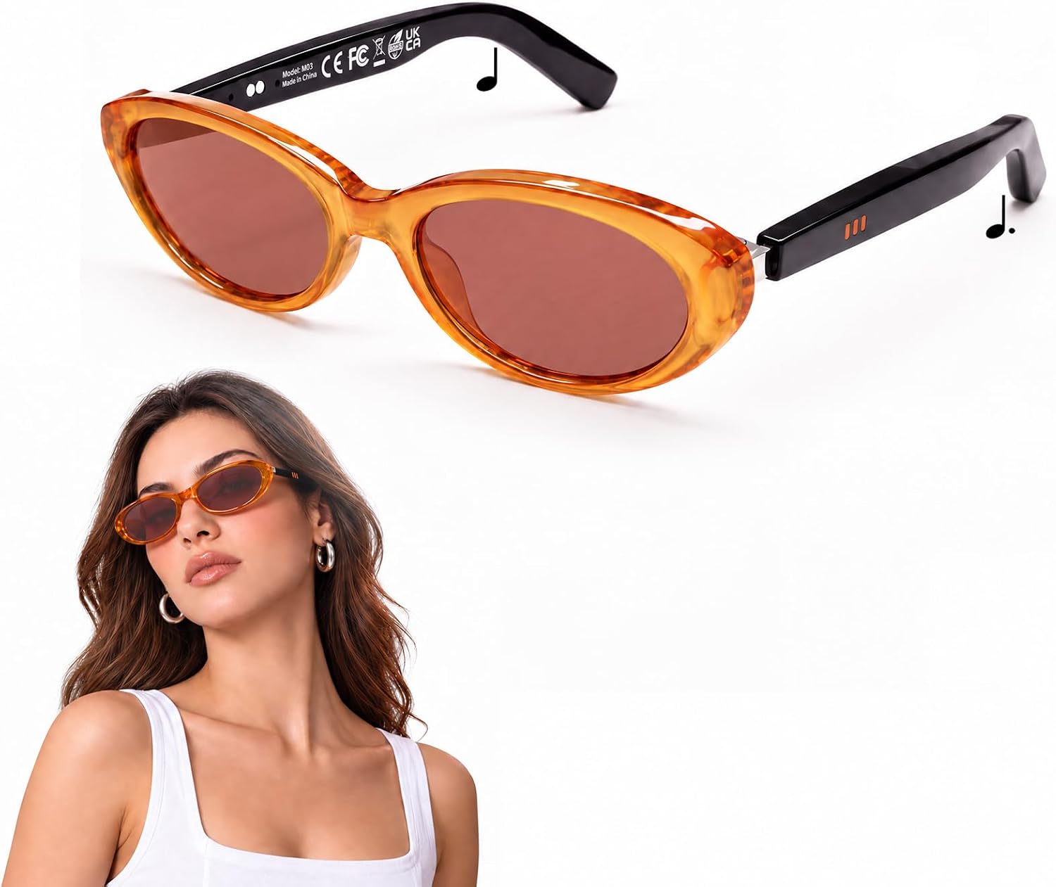 GAFAS INTELIGENTES BLUETOOTH CARRY WIT MODELO BROWN CON ALTAVOZ ABIERTO Y CARGA MAGNÉTICA - 1