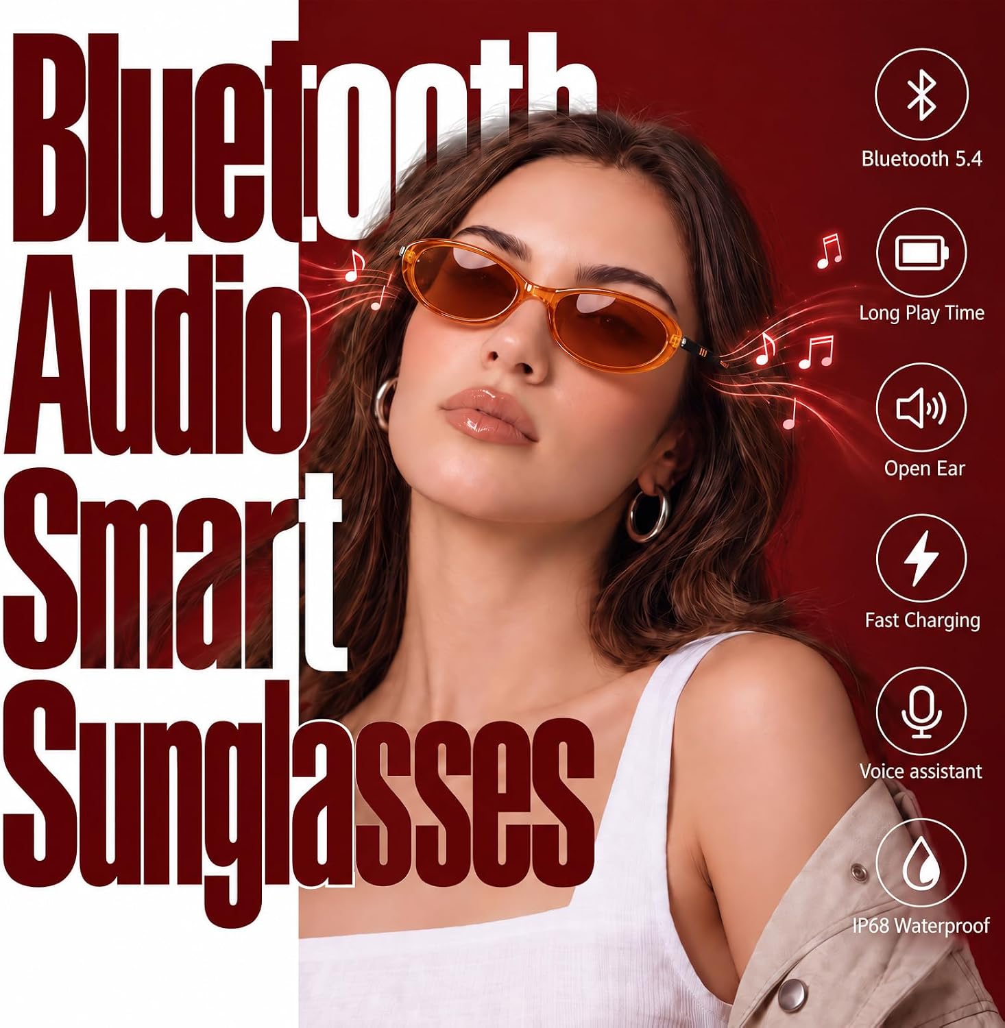 GAFAS INTELIGENTES BLUETOOTH CARRY WIT MODELO BROWN CON ALTAVOZ ABIERTO Y CARGA MAGNÉTICA - 2