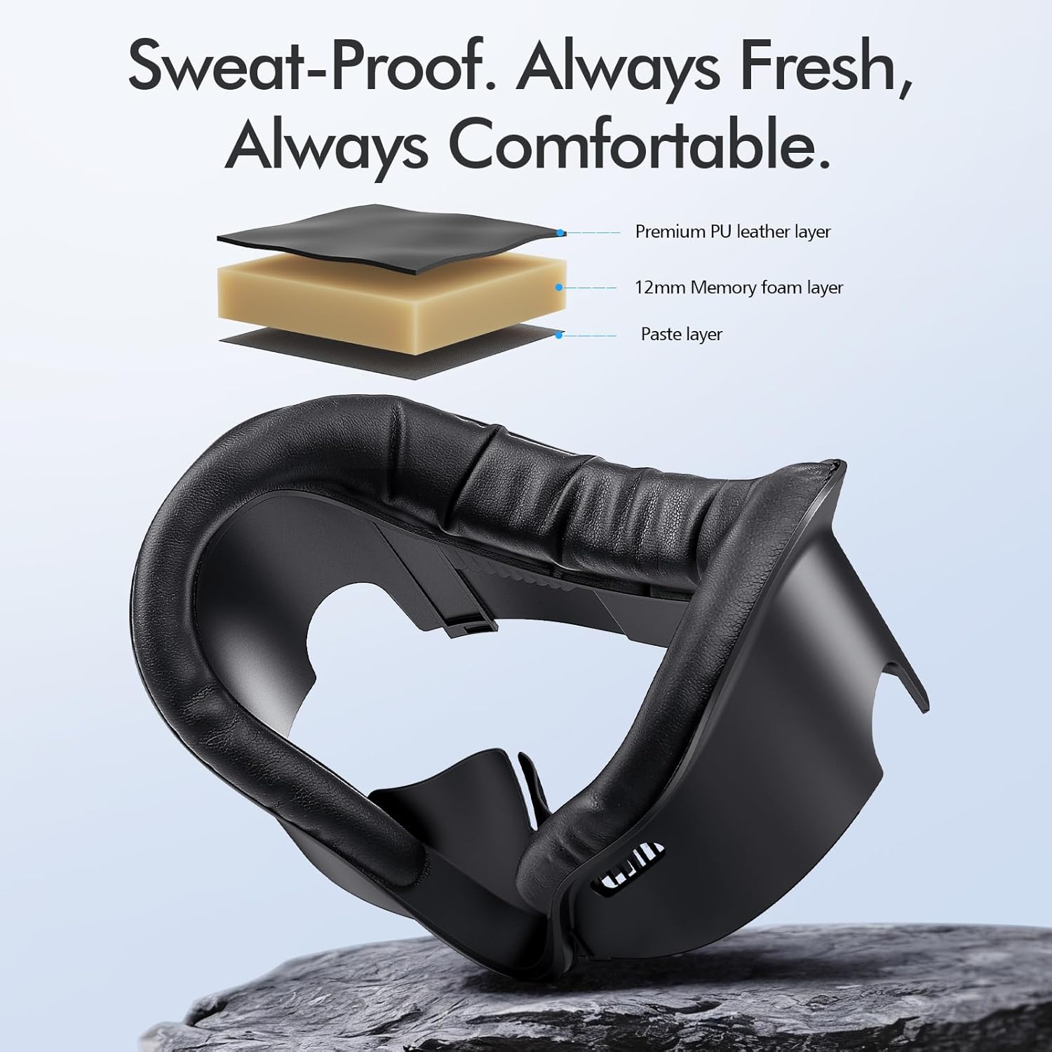 ALMOHADILLA FACIAL PARA META QUEST 3 AMZDM CUERO PU NEGRO - 5