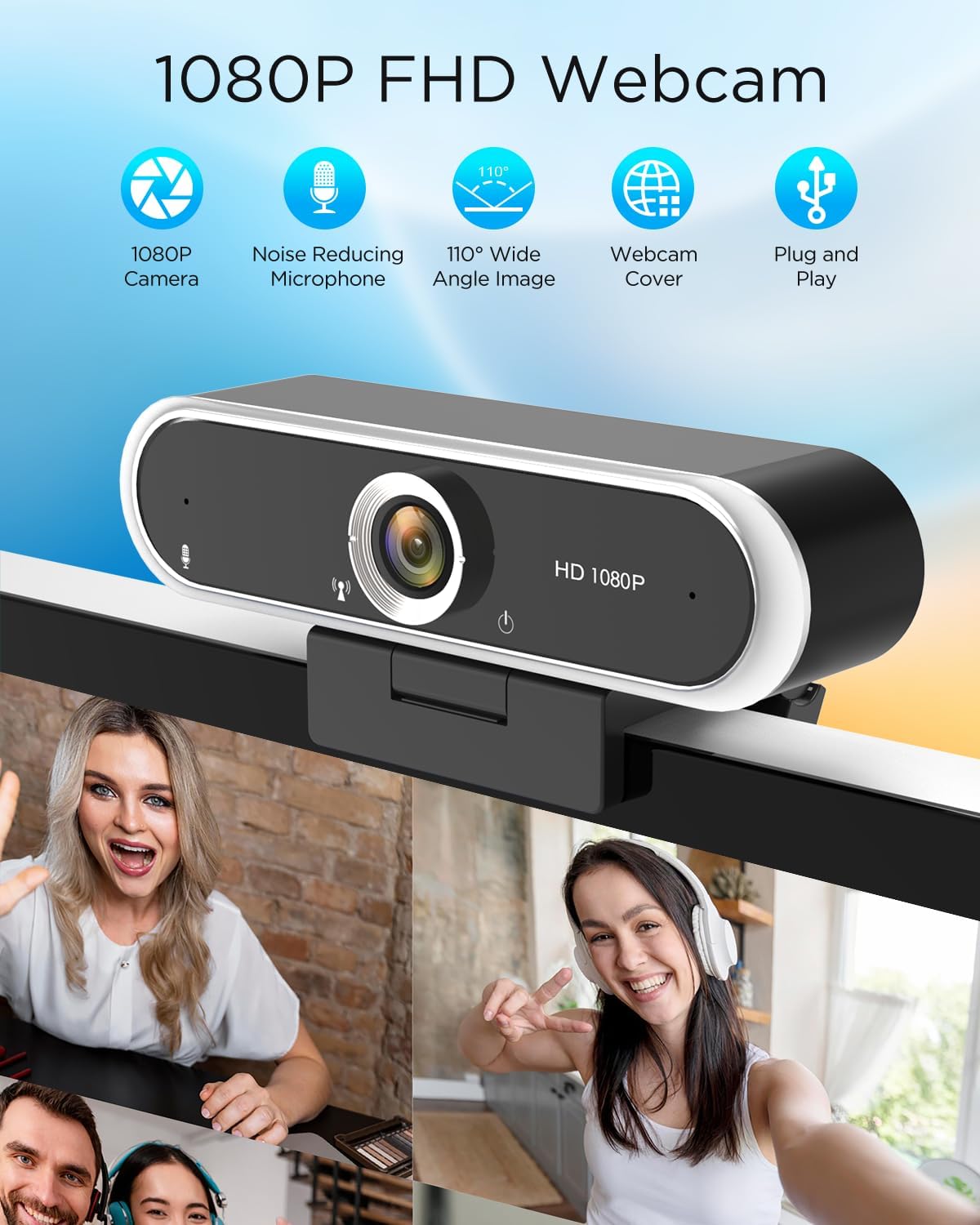 WEBCAM NIVEOLI 1080P CON MICRÓFONO Y CUBIERTA DE PRIVACIDAD USB - 2