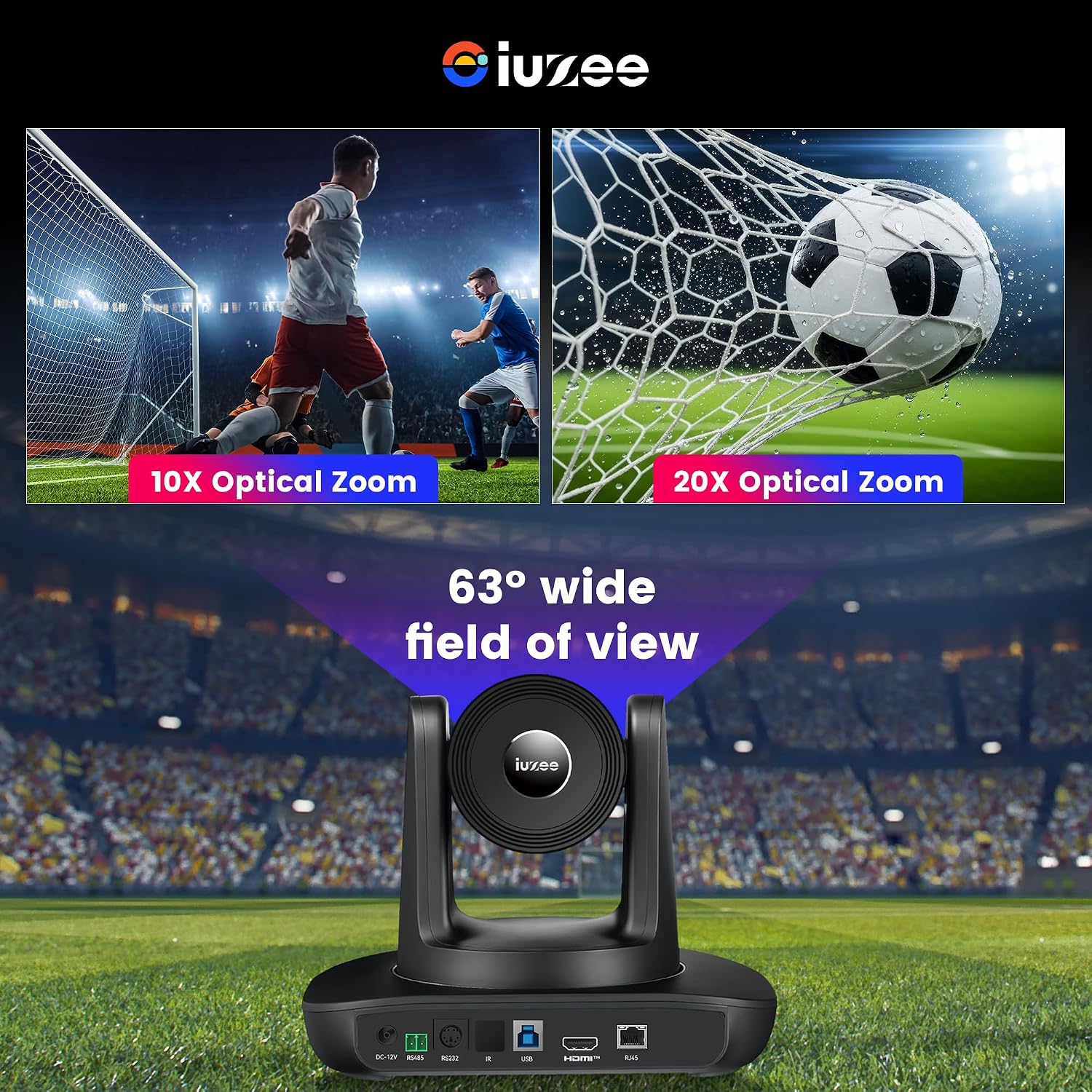 CÁMARA PTZ 4K IUZEE AI AUTO TRACKING 20X ZOOM ÓPTICO USB3.0 HDMI LAN POE - 5