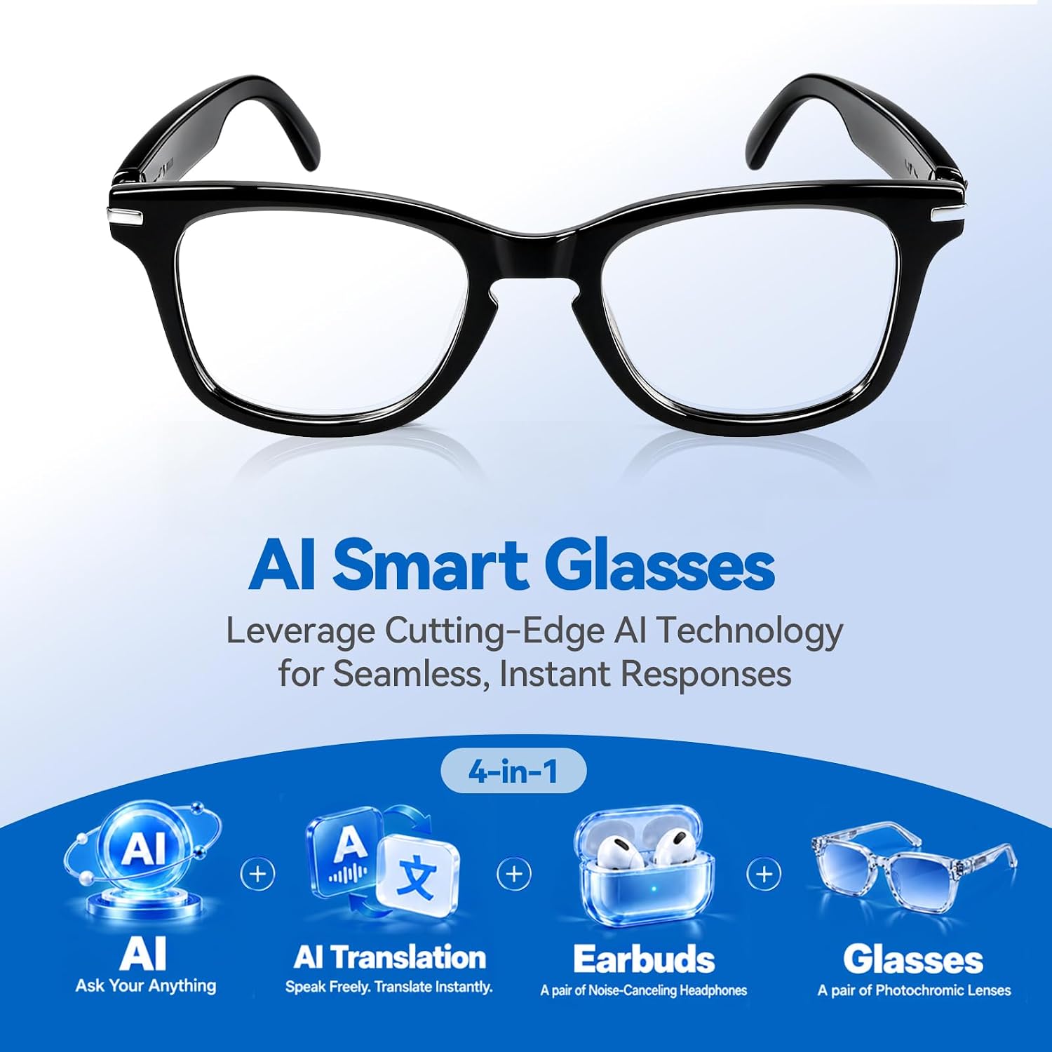 GAFAS INTELIGENTES LOANGYUNFONE AI CON TRADUCCIÓN EN TIEMPO REAL Y BLUETOOTH - 2