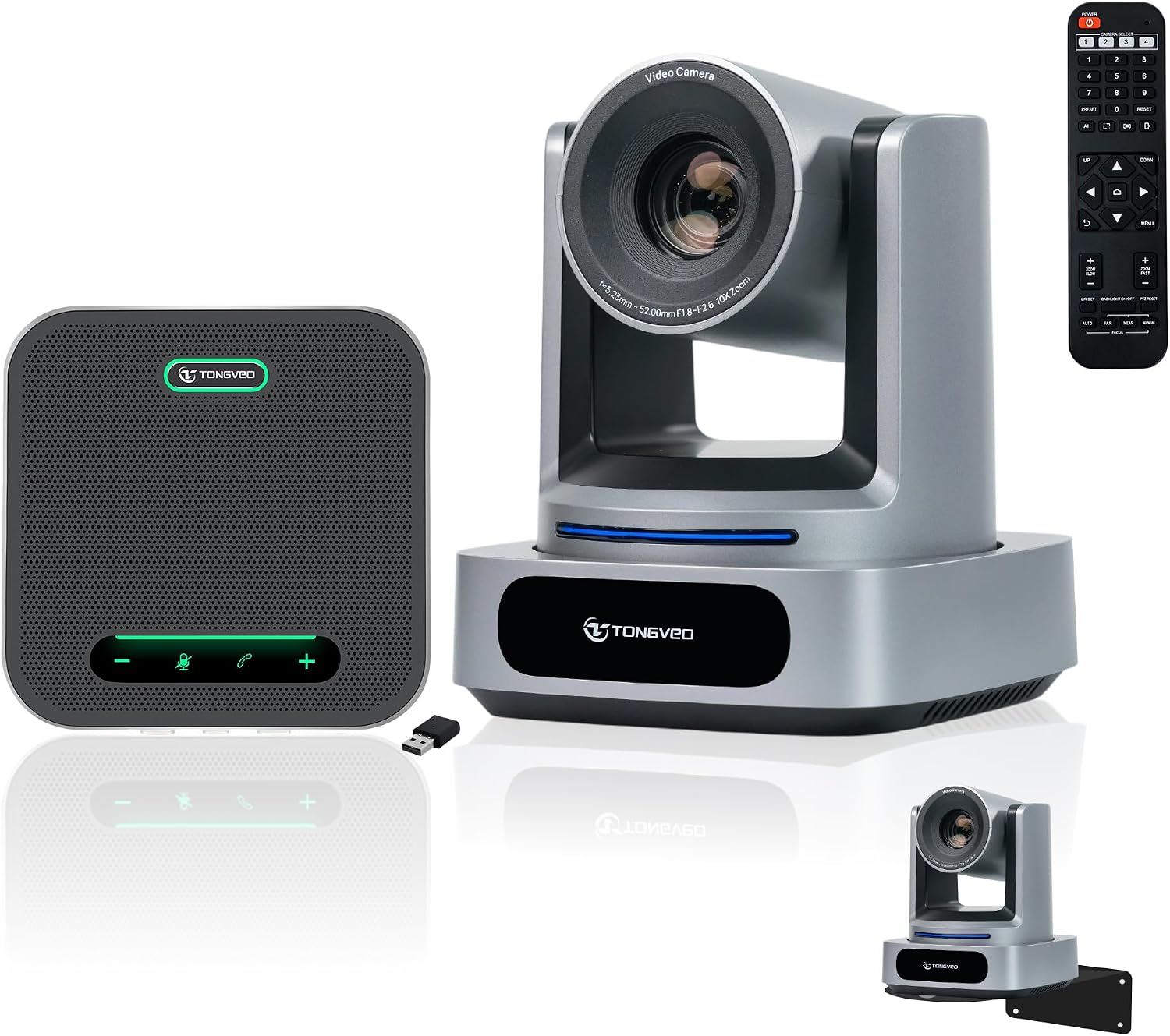 CÁMARA PTZ 4K TONGVEO AI 10X CON SISTEMA DE CONFERENCIA Y BOCINA BLUETOOTH - 1