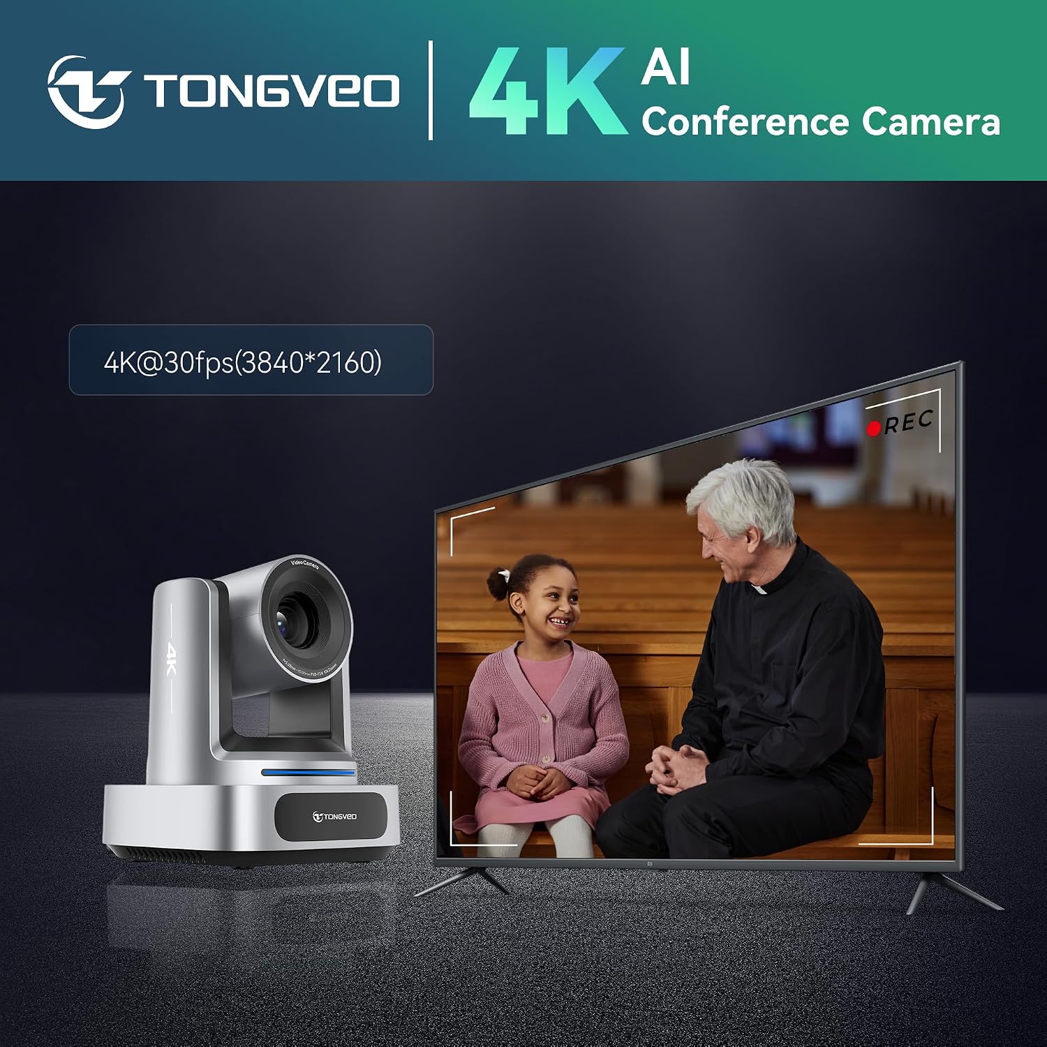 CÁMARA PTZ 4K TONGVEO AI 10X CON SISTEMA DE CONFERENCIA Y BOCINA BLUETOOTH - 3