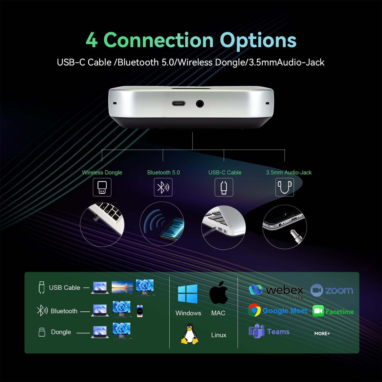CÁMARA PTZ 4K TONGVEO AI 10X CON SISTEMA DE CONFERENCIA Y BOCINA BLUETOOTH - 5