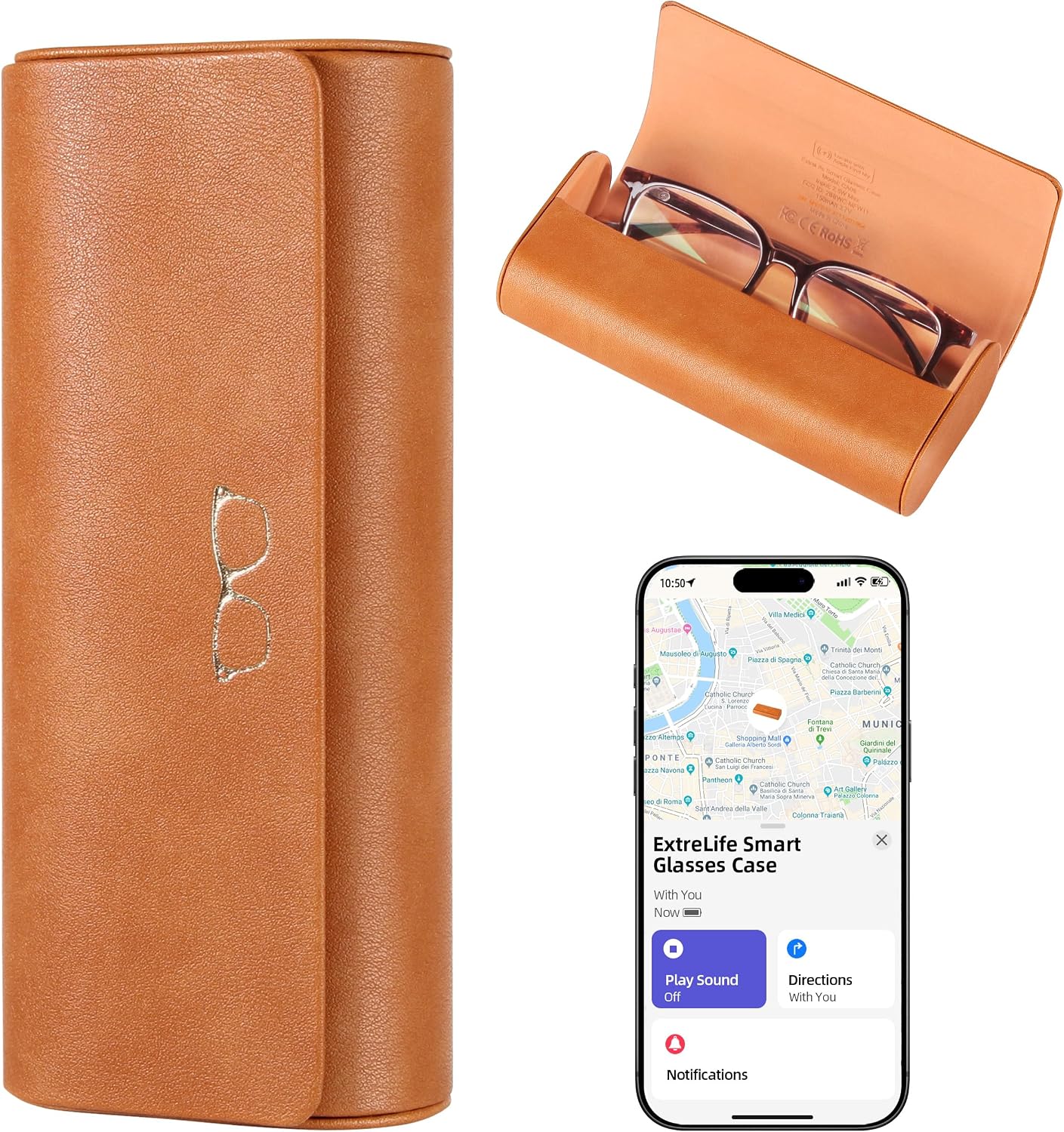 ESTUCHE PARA LENTES EXTRELIFE SMART GLASSES COMPATIBLE CON APPLE FIND MY RECARGABLE - 1