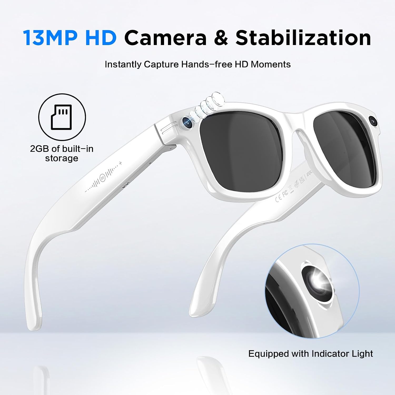 GAFAS INTELIGENTES EGQINR CON CÁMARA 13MP Y GRABACIÓN HD 1080P - 2