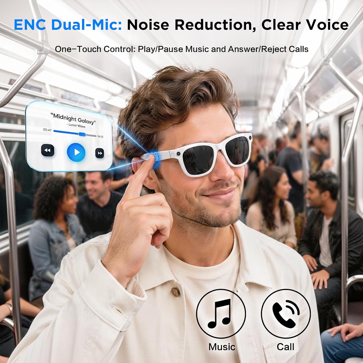 GAFAS INTELIGENTES EGQINR CON CÁMARA 13MP Y GRABACIÓN HD 1080P - 3
