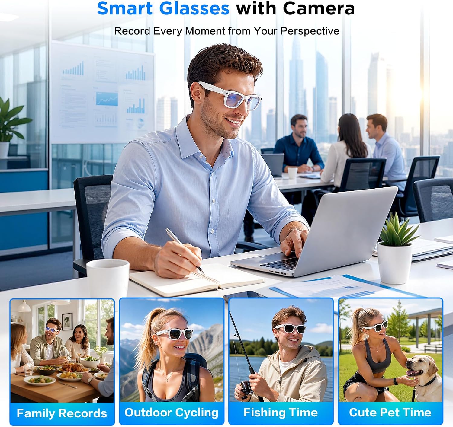 GAFAS INTELIGENTES EGQINR CON CÁMARA 13MP Y GRABACIÓN HD 1080P - 4
