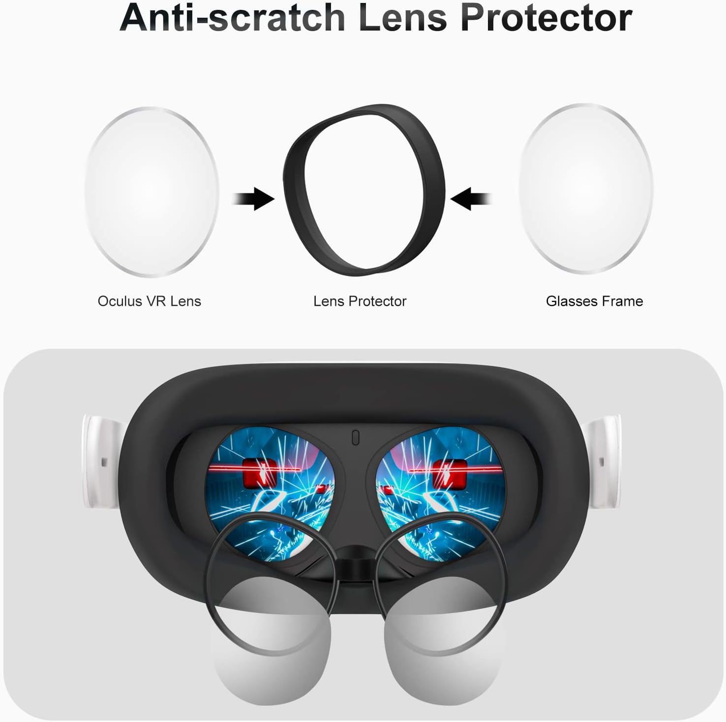 PROTECTOR DE LENTES SUPERUS PARA OCULUS/META QUEST 2 CON SEPARADOR PARA GAFAS NEGRO - 2