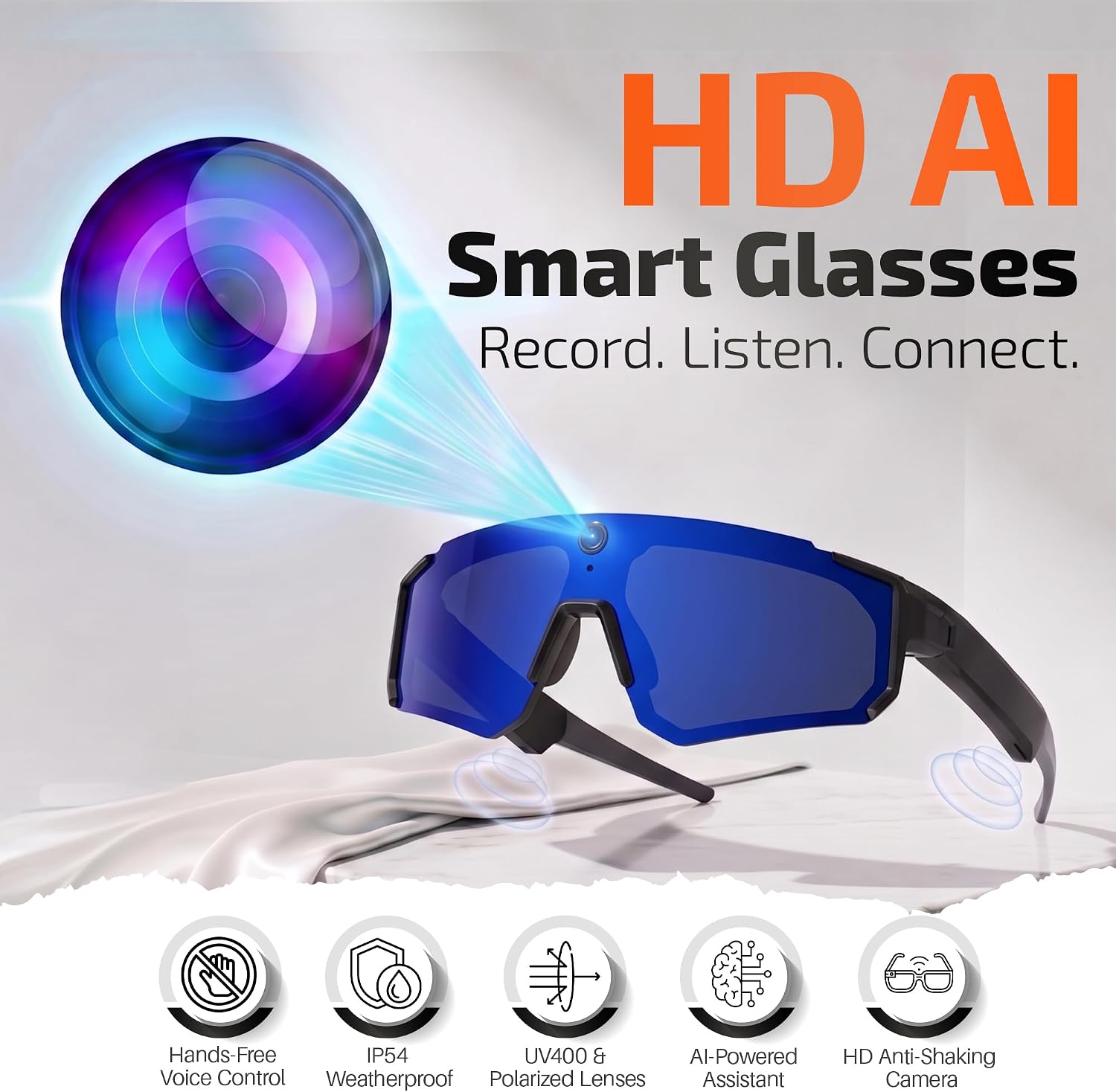 GAFAS INTELIGENTES TOWNIA AI CON CÁMARA 32MP Y VIDEO 1200P AZUL - 2