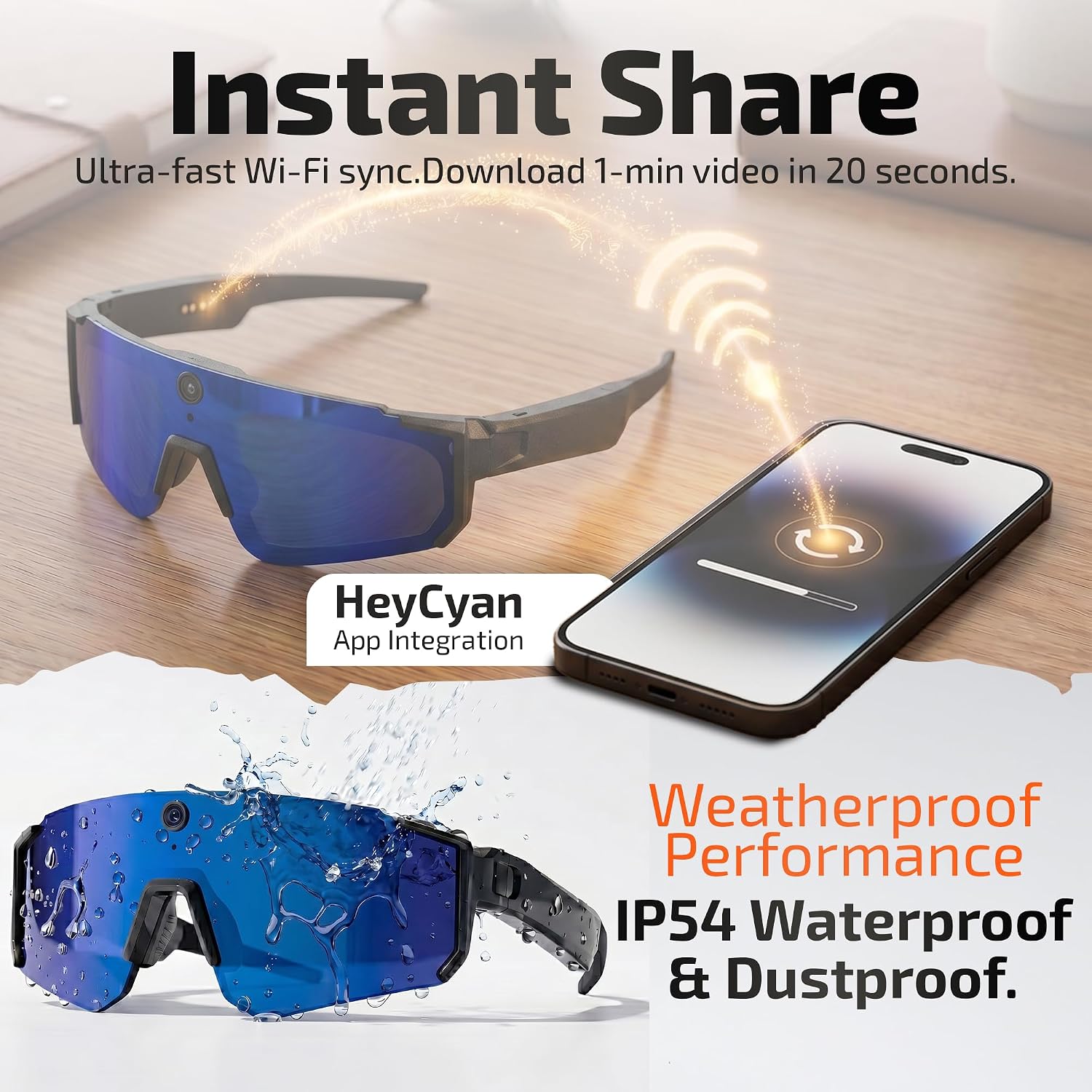 GAFAS INTELIGENTES TOWNIA AI CON CÁMARA 32MP Y VIDEO 1200P AZUL - 4