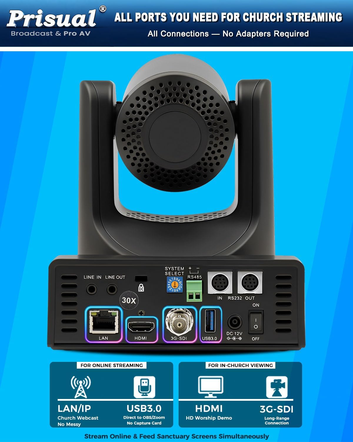 CÁMARA PTZ PRISUAL 5TA GEN AI AUTO TRACKING 30X ZOOM ÓPTICO - 5