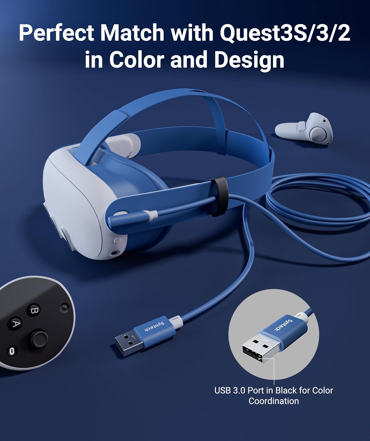 CABLE LINK USB 3.0 SYNTECH 16FT PARA META QUEST 3/3S AZUL ELEMENTAL - 3