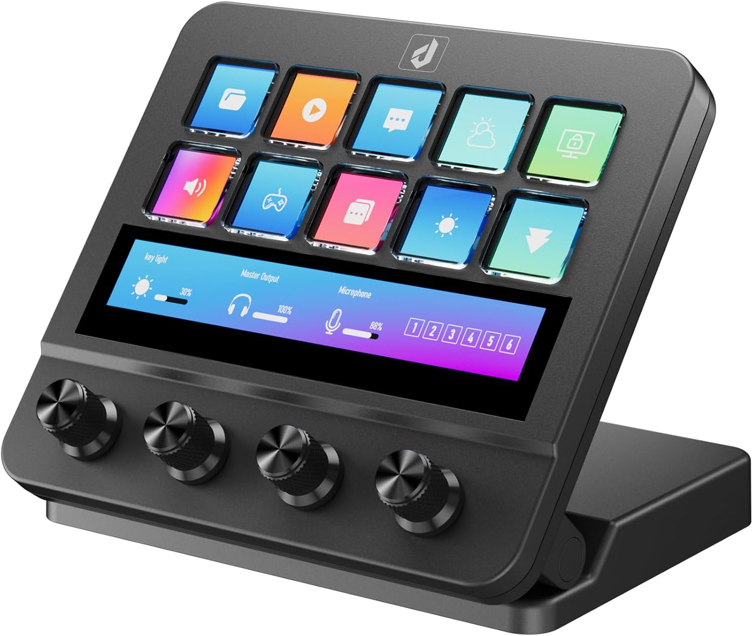 TECLADO MACRO PROGRAMABLE UPHERE STREAM CONTROL DECK 10 TECLAS LCD 4 PERILLAS - 1