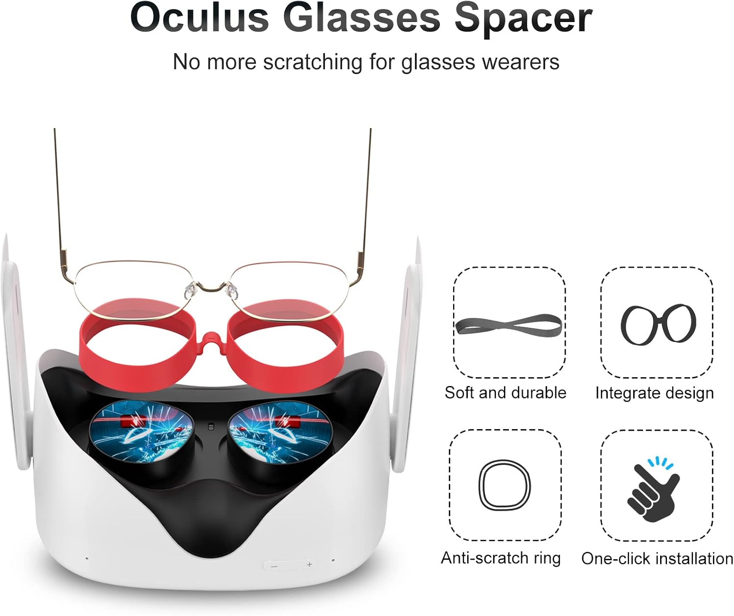PROTECTOR DE LENTES SUPERUS PARA OCULUS/META QUEST 2 CON SEPARADOR PARA GAFAS ROJO - 3