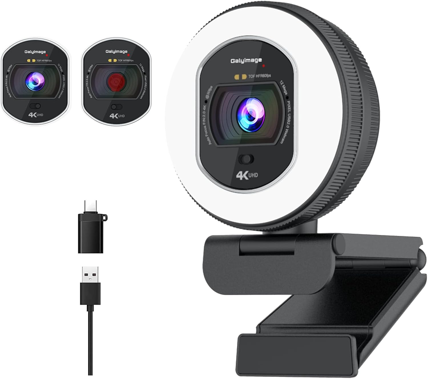 WEBCAM 4K GALYIMAGE CON LUZ ANULAR Y MICRÓFONO INTEGRADO PARA PC - 1