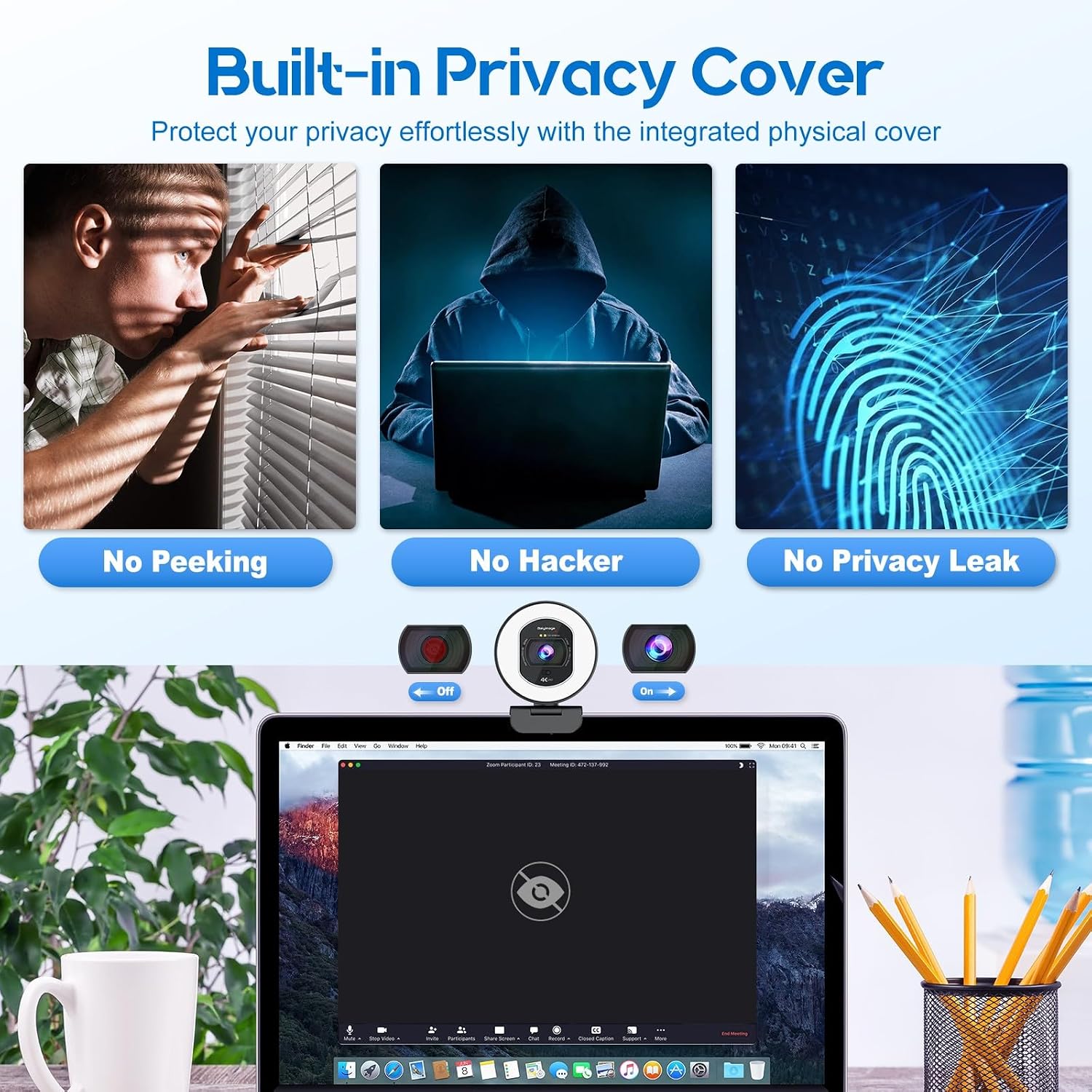 WEBCAM 4K GALYIMAGE CON LUZ ANULAR Y MICRÓFONO INTEGRADO PARA PC - 5